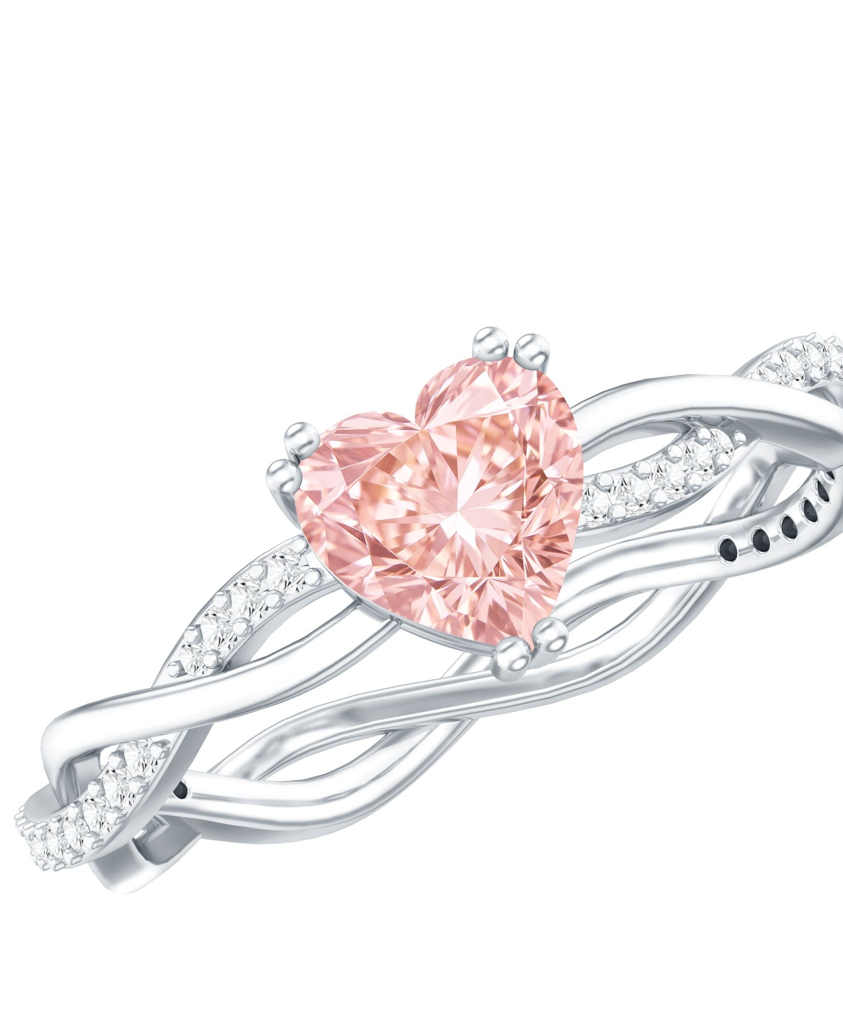 1 CT IGI Certified Lab Grown Pink Diamond Heart Engagement Ring with Crossover Shank