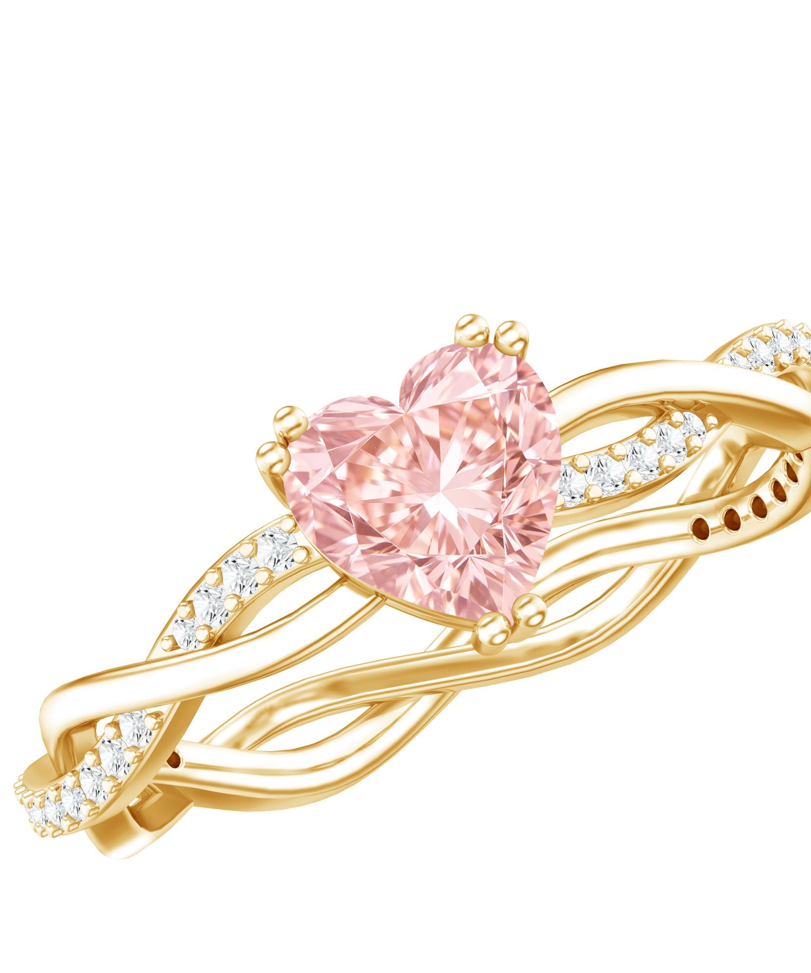 1 CT IGI Certified Lab Grown Pink Diamond Heart Engagement Ring with Crossover Shank