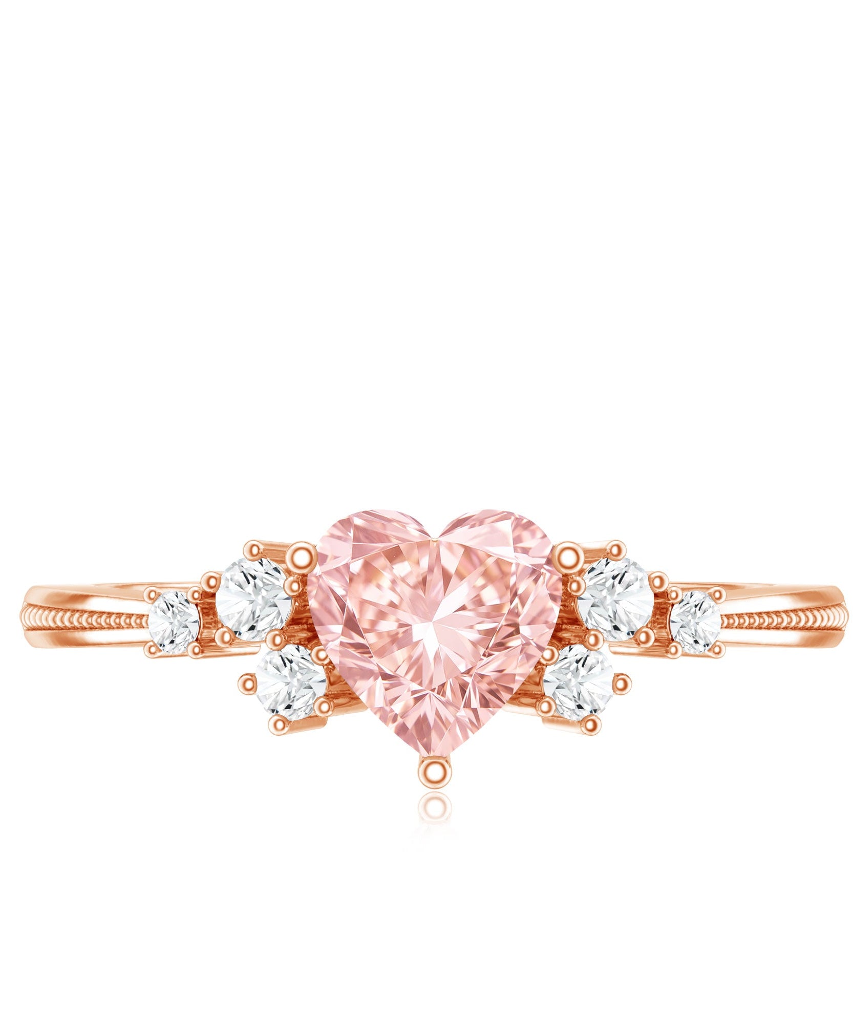 1 CT Lab Grown Pink and White Diamond Heart Engagement Ring IGI Certified