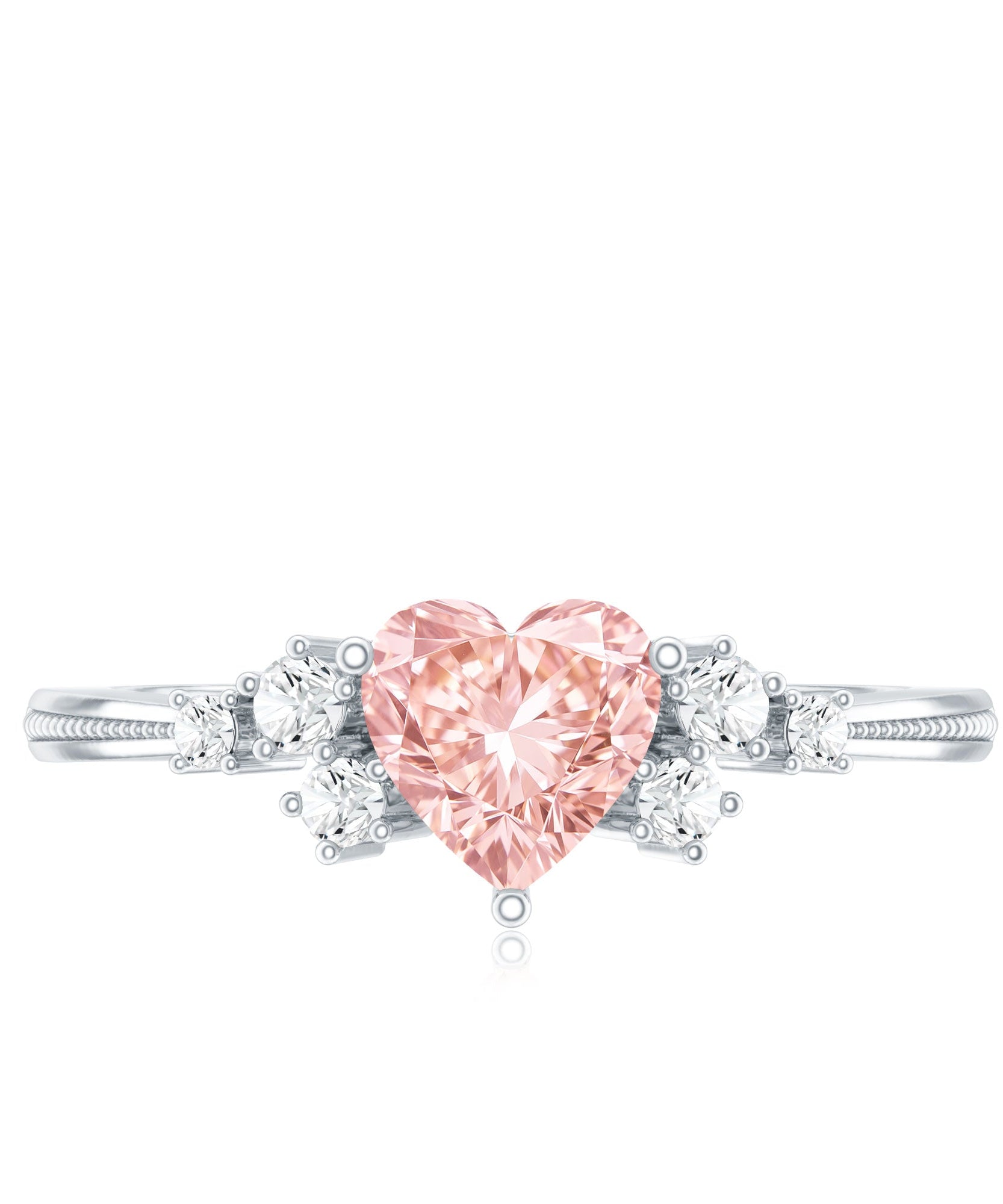 1 CT Lab Grown Pink and White Diamond Heart Engagement Ring IGI Certified