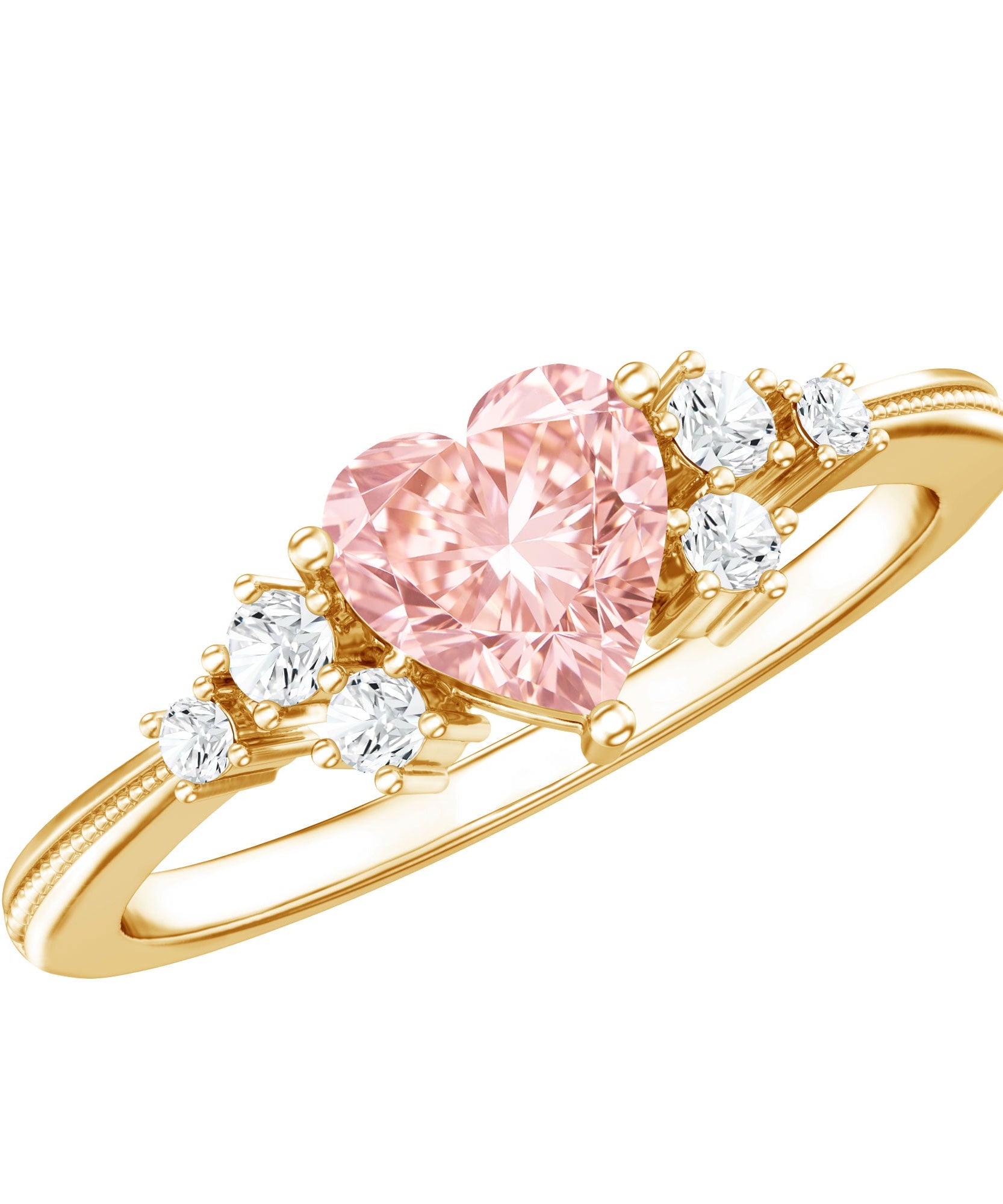 1 CT Lab Grown Pink and White Diamond Heart Engagement Ring IGI Certified