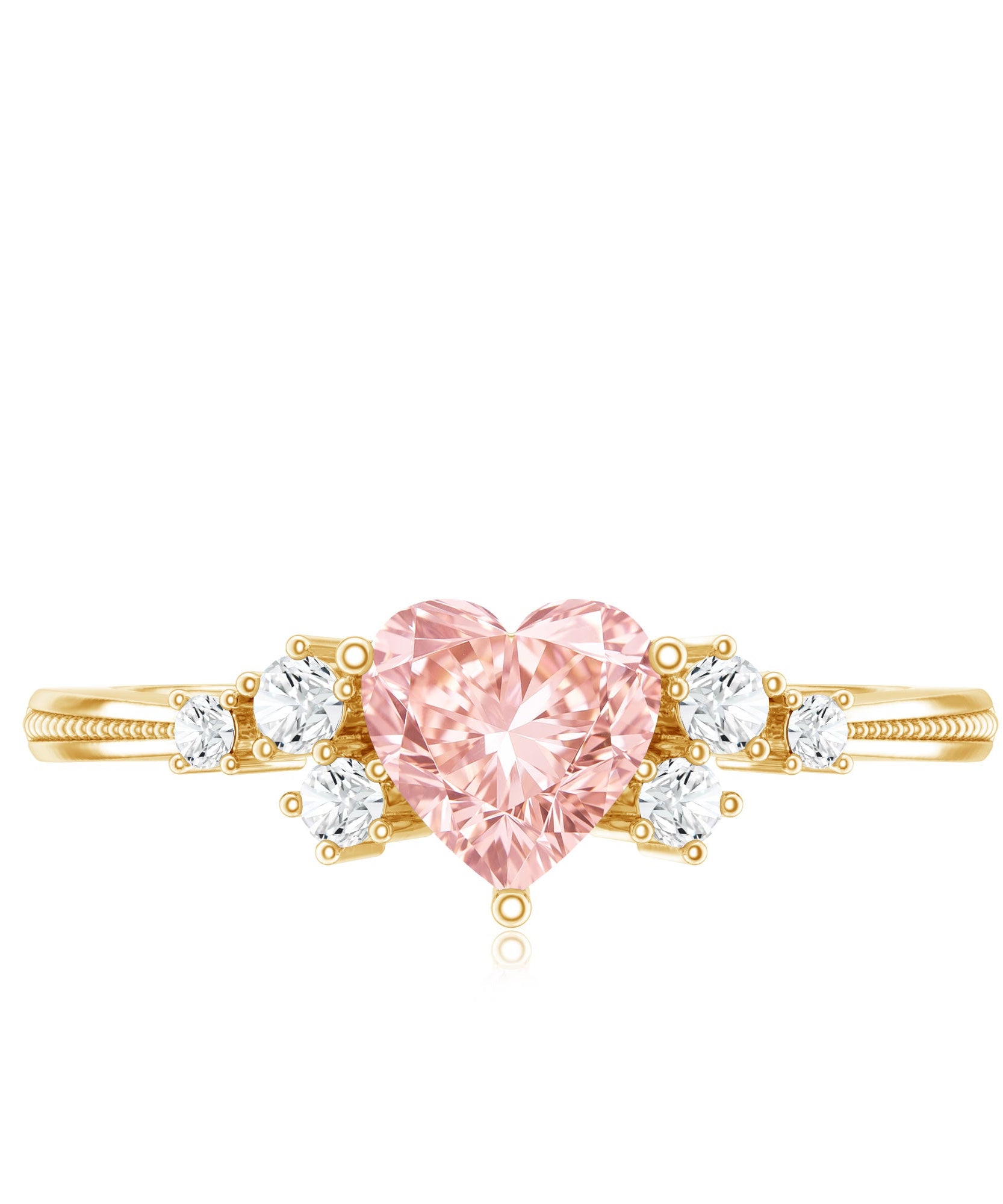 1 CT Lab Grown Pink and White Diamond Heart Engagement Ring IGI Certified