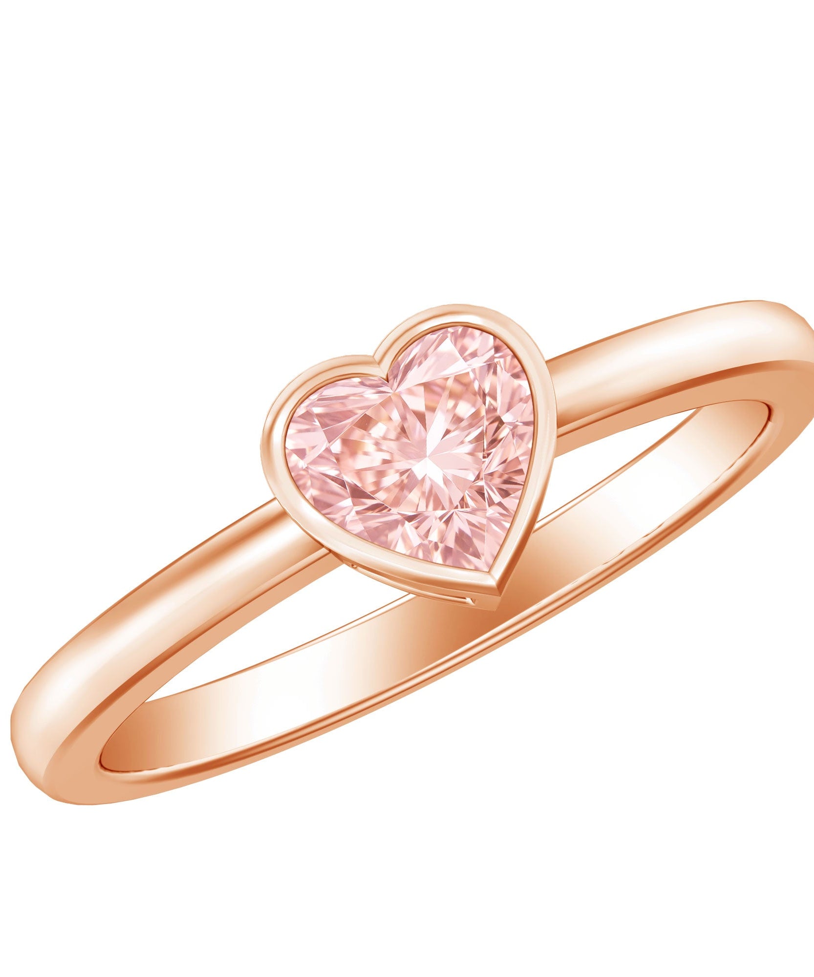 Bezel Set Lab Grown Pink Diamond Solitaire Promise Ring with IGI Certificate