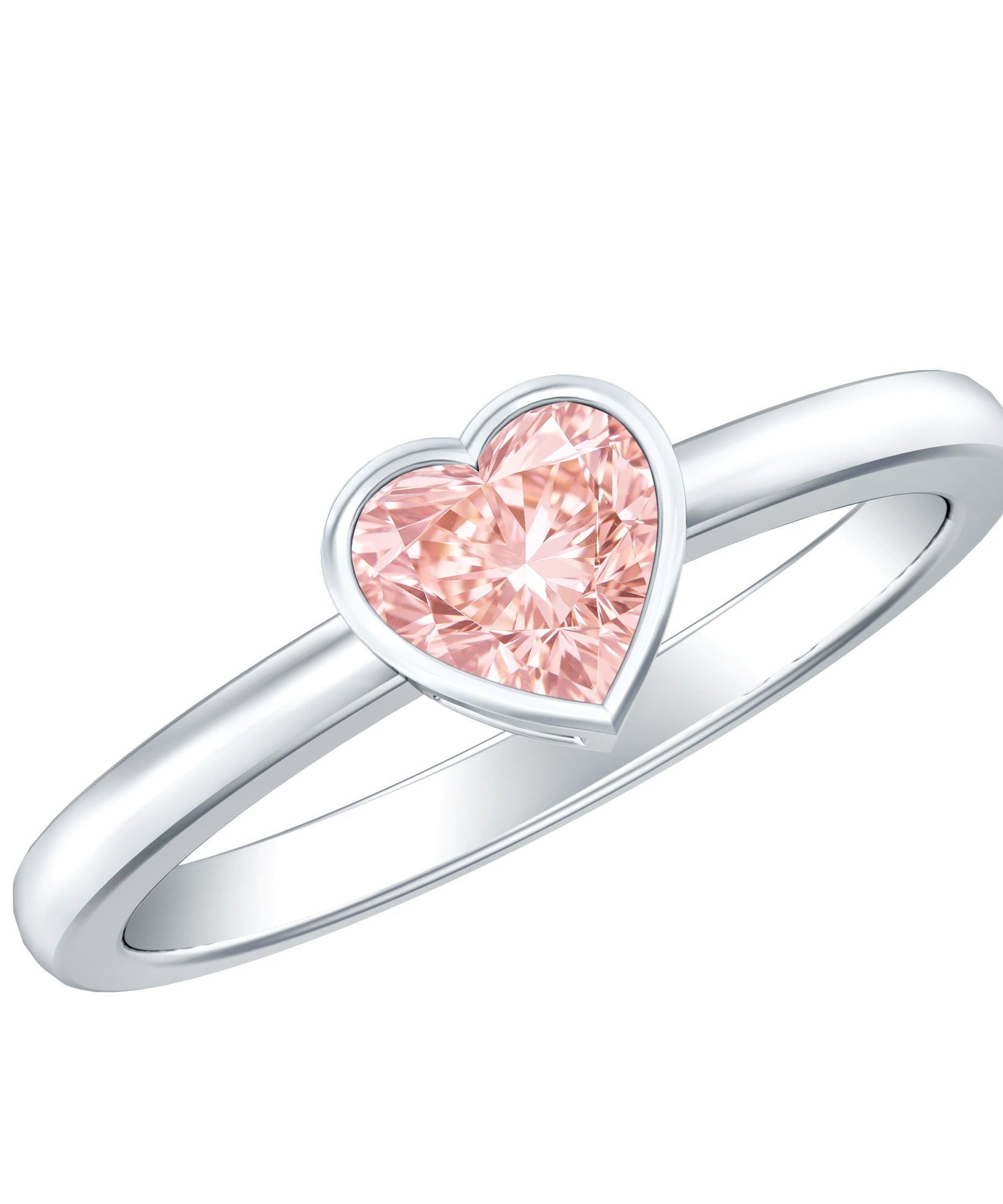 Bezel Set Lab Grown Pink Diamond Solitaire Promise Ring with IGI Certificate