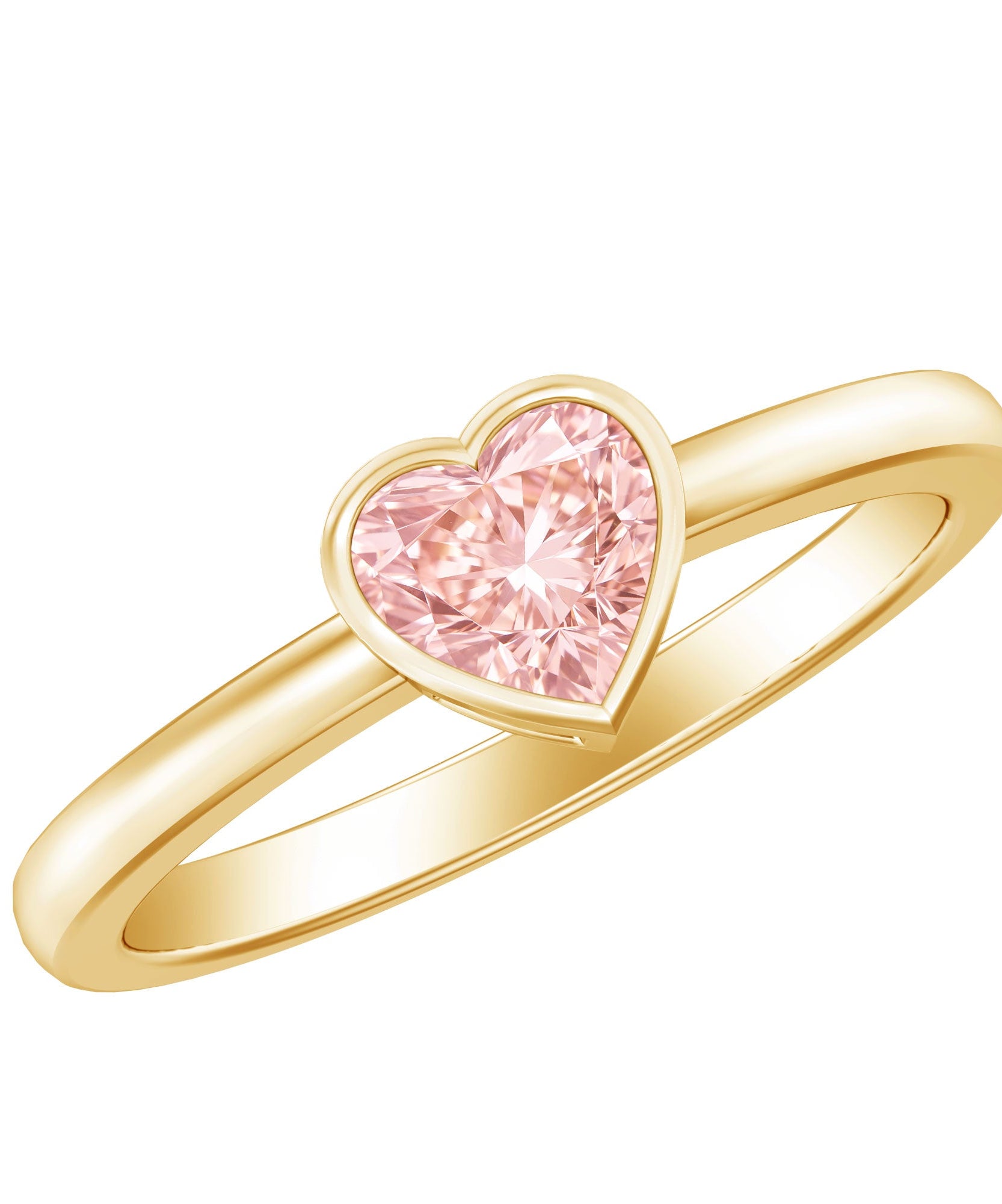 Bezel Set Lab Grown Pink Diamond Solitaire Promise Ring with IGI Certificate