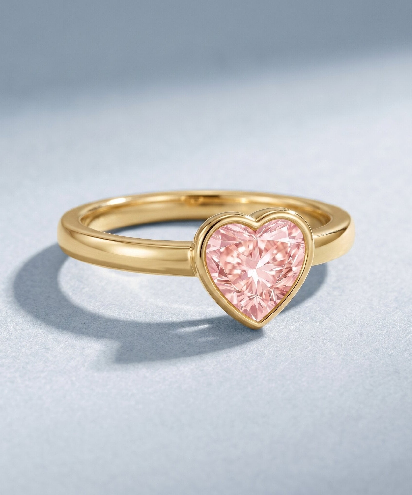 Bezel Set Lab Grown Pink Diamond Solitaire Promise Ring with IGI Certificate