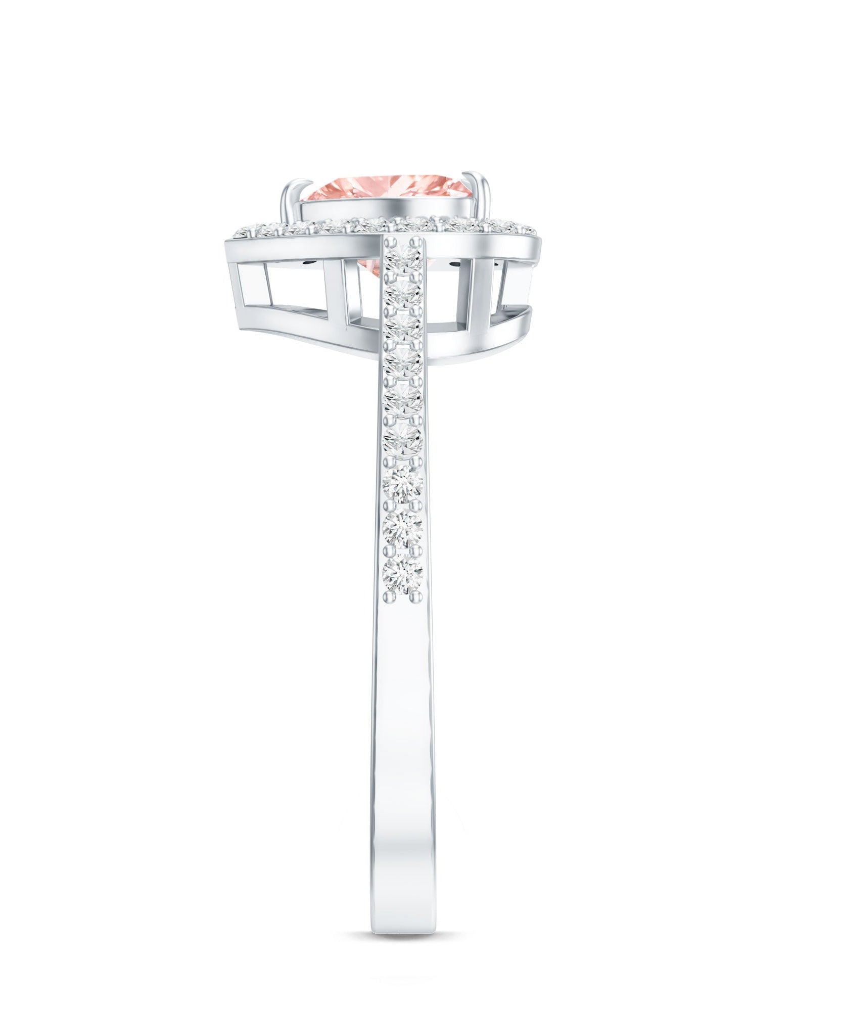 Heart Shape 1 CT Lab Grown Pink White Diamond Halo Engagement Ring IGI Certified