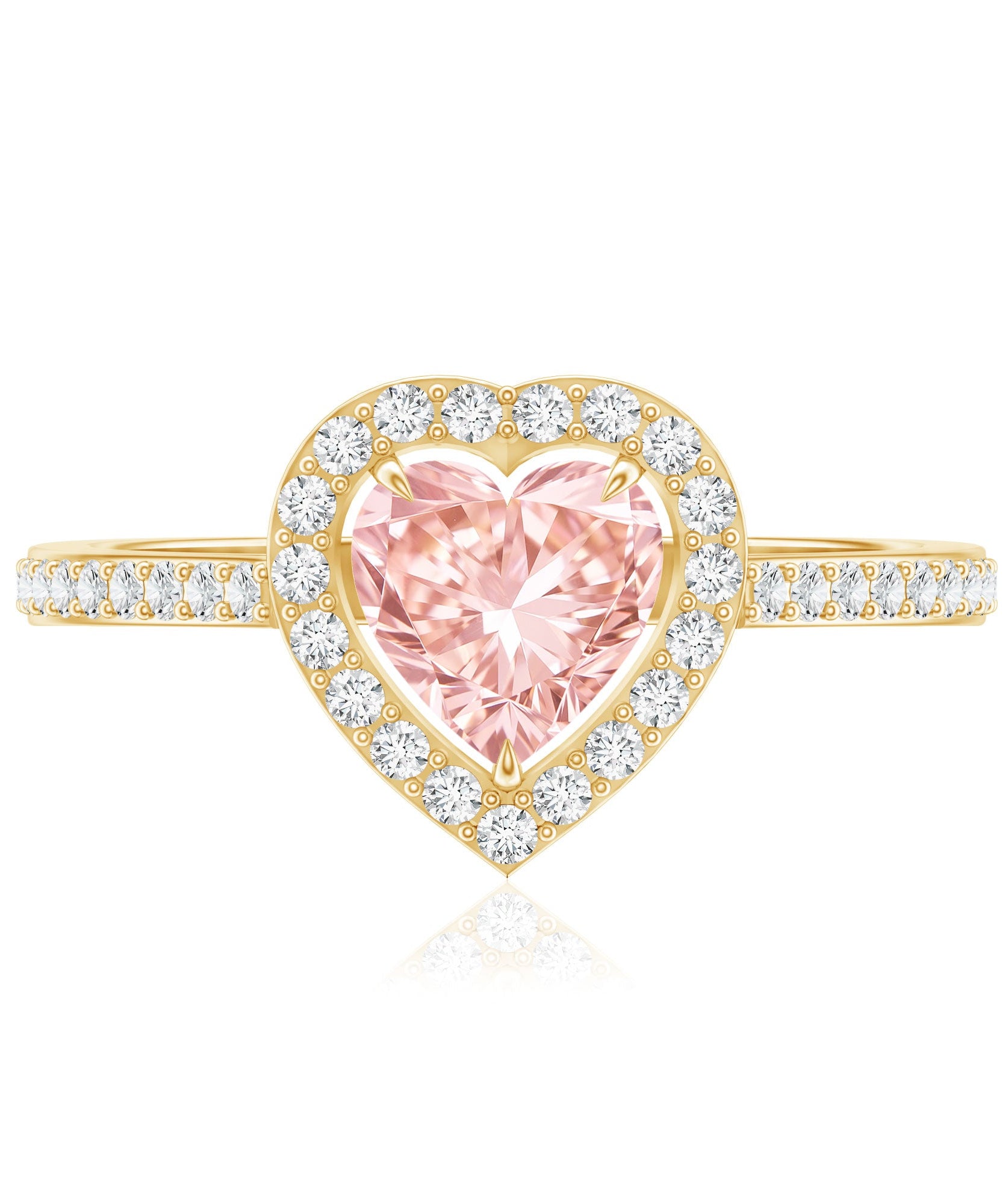 Heart Shape 1 CT Lab Grown Pink White Diamond Halo Engagement Ring IGI Certified
