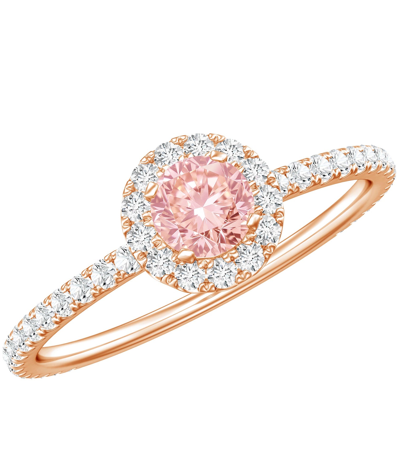 Lab Grown Pink White Diamond Halo Engagement Ring with IGI Certificate