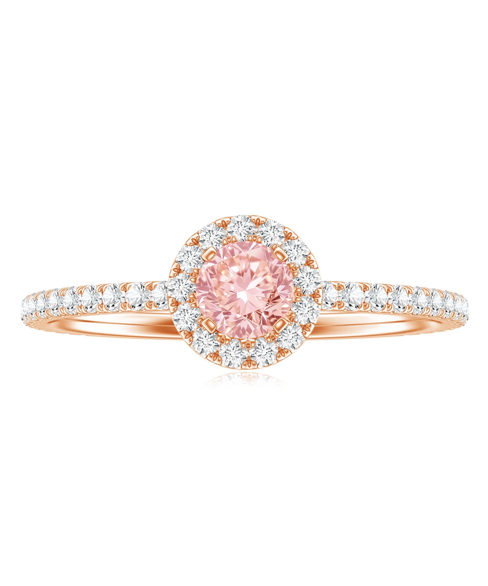 Lab Grown Pink White Diamond Halo Engagement Ring with IGI Certificate