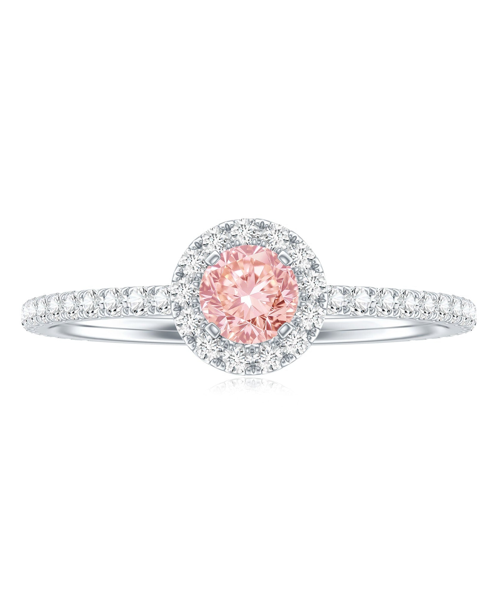 Lab Grown Pink White Diamond Halo Engagement Ring with IGI Certificate