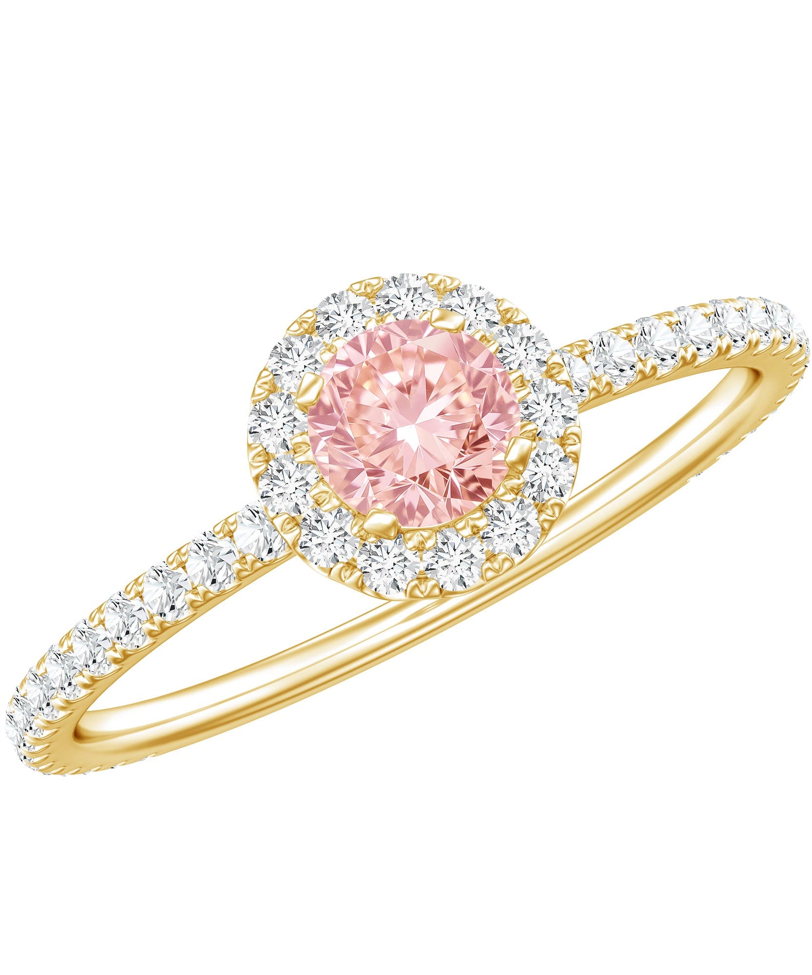 Lab Grown Pink White Diamond Halo Engagement Ring with IGI Certificate