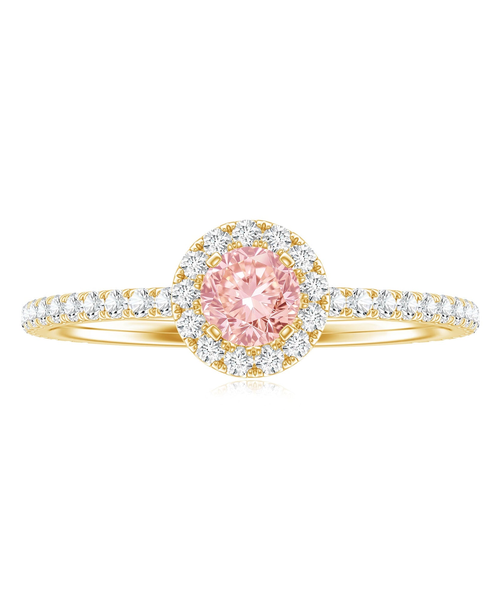 Lab Grown Pink White Diamond Halo Engagement Ring with IGI Certificate