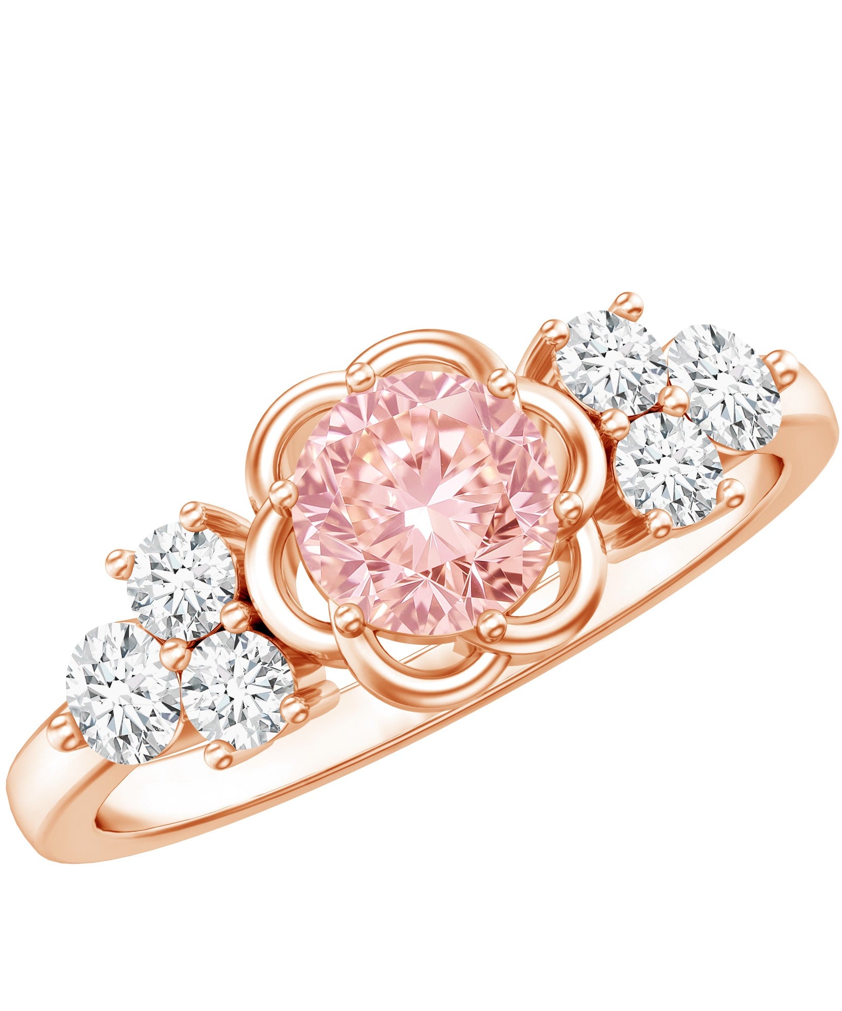 Nature Inspired Lab Grown Pink Diamond Flower Engagement Ring with IGI Certificate