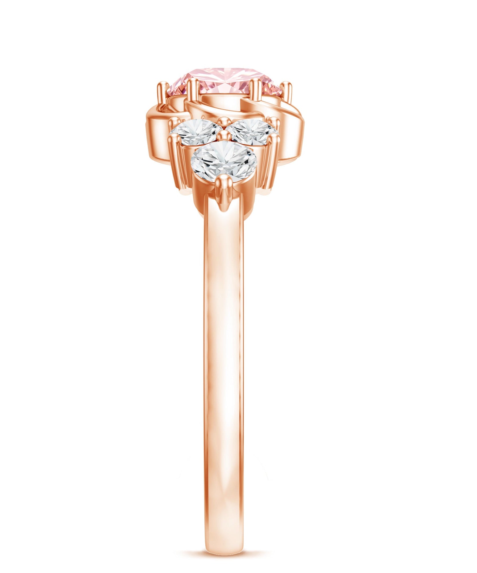 Nature Inspired Lab Grown Pink Diamond Flower Engagement Ring with IGI Certificate