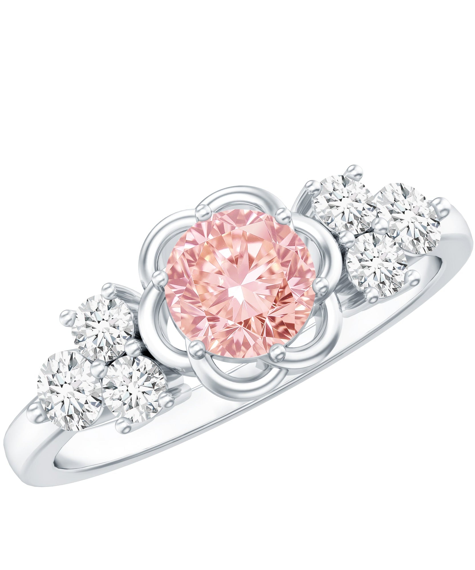 Nature Inspired Lab Grown Pink Diamond Flower Engagement Ring with IGI Certificate