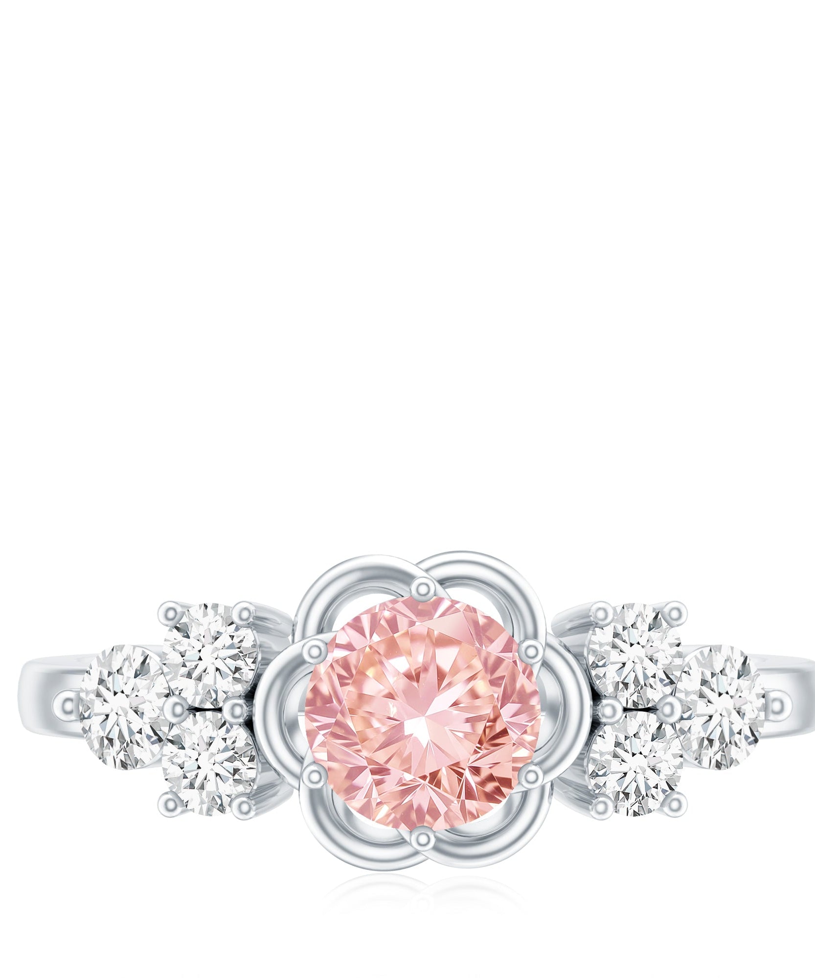 Nature Inspired Lab Grown Pink Diamond Flower Engagement Ring with IGI Certificate