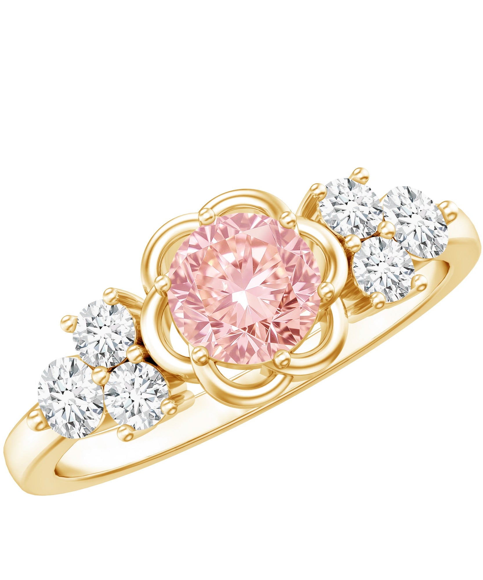 Nature Inspired Lab Grown Pink Diamond Flower Engagement Ring with IGI Certificate