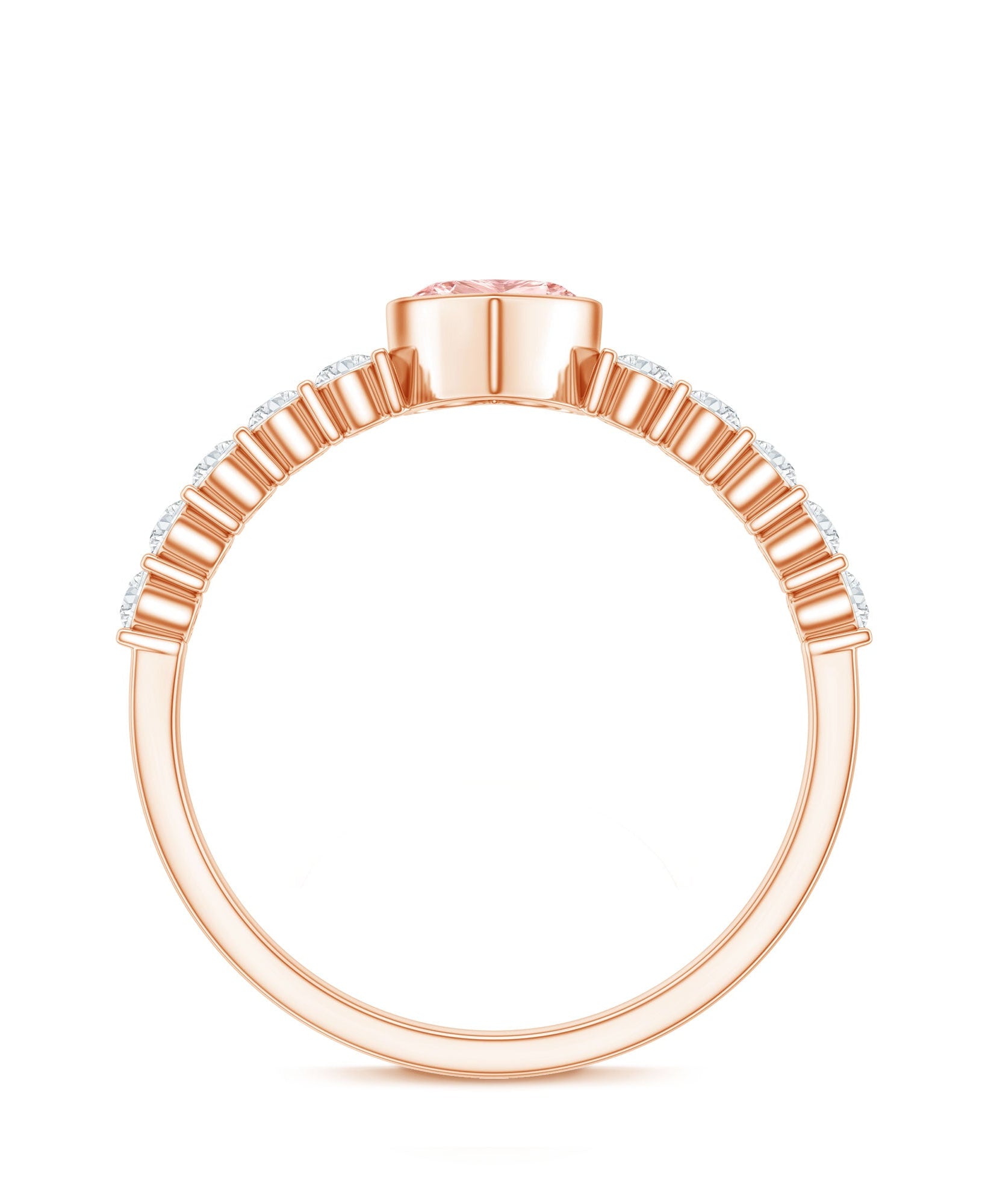 IGI Certified 1 CT Lab Grown Pink Diamond Heart Engagement Ring with Side Stones