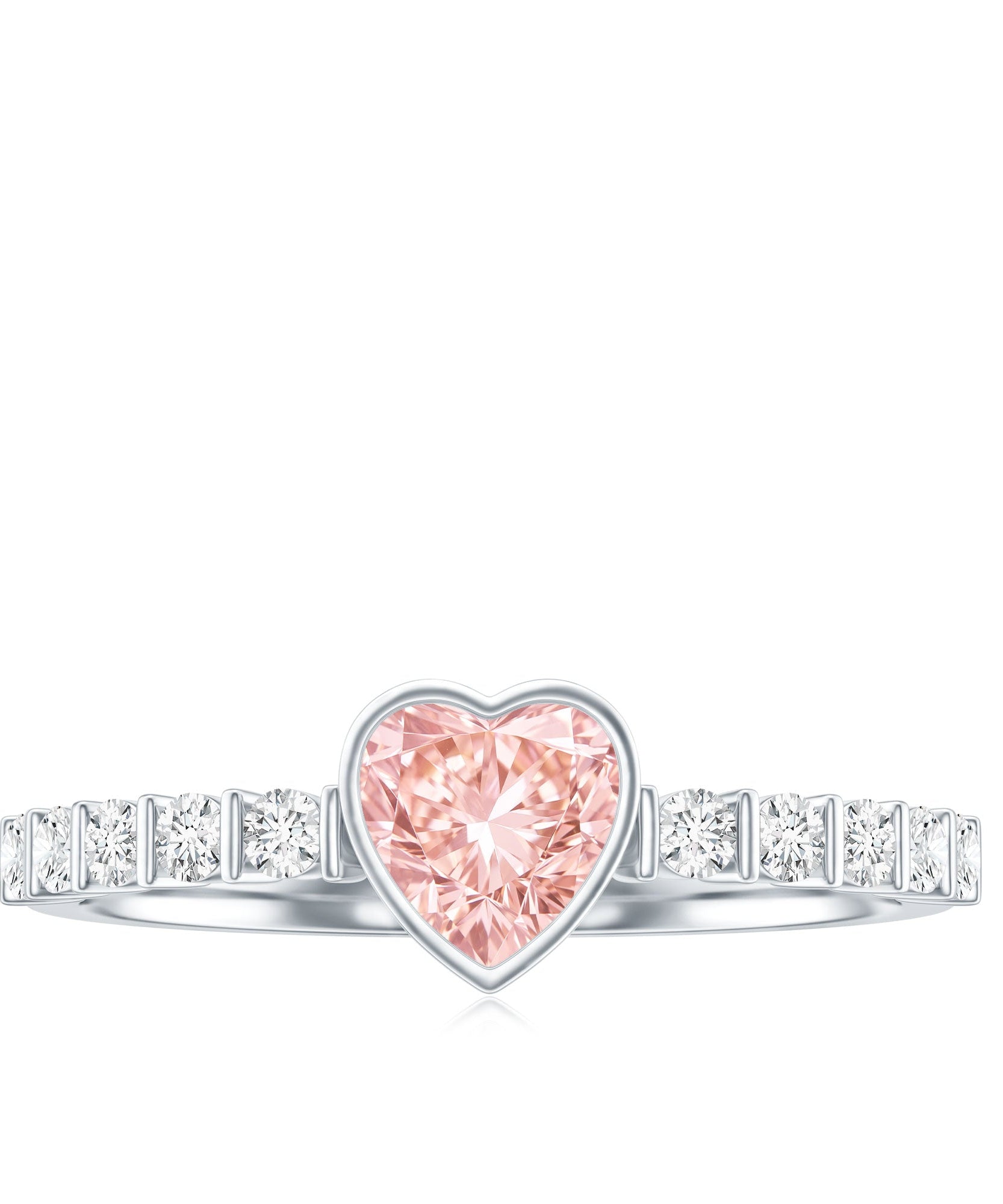 IGI Certified 1 CT Lab Grown Pink Diamond Heart Engagement Ring with Side Stones