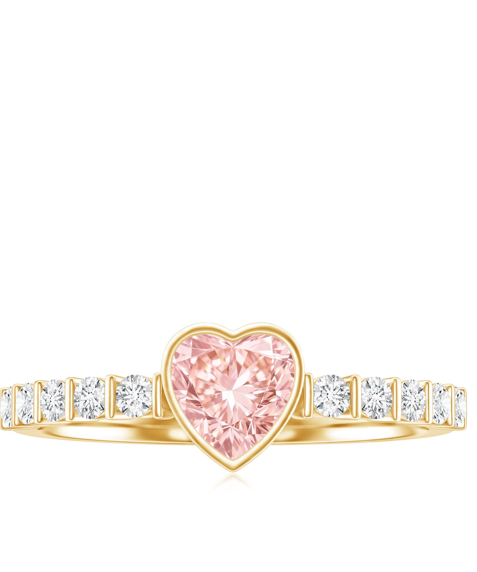 IGI Certified 1 CT Lab Grown Pink Diamond Heart Engagement Ring with Side Stones