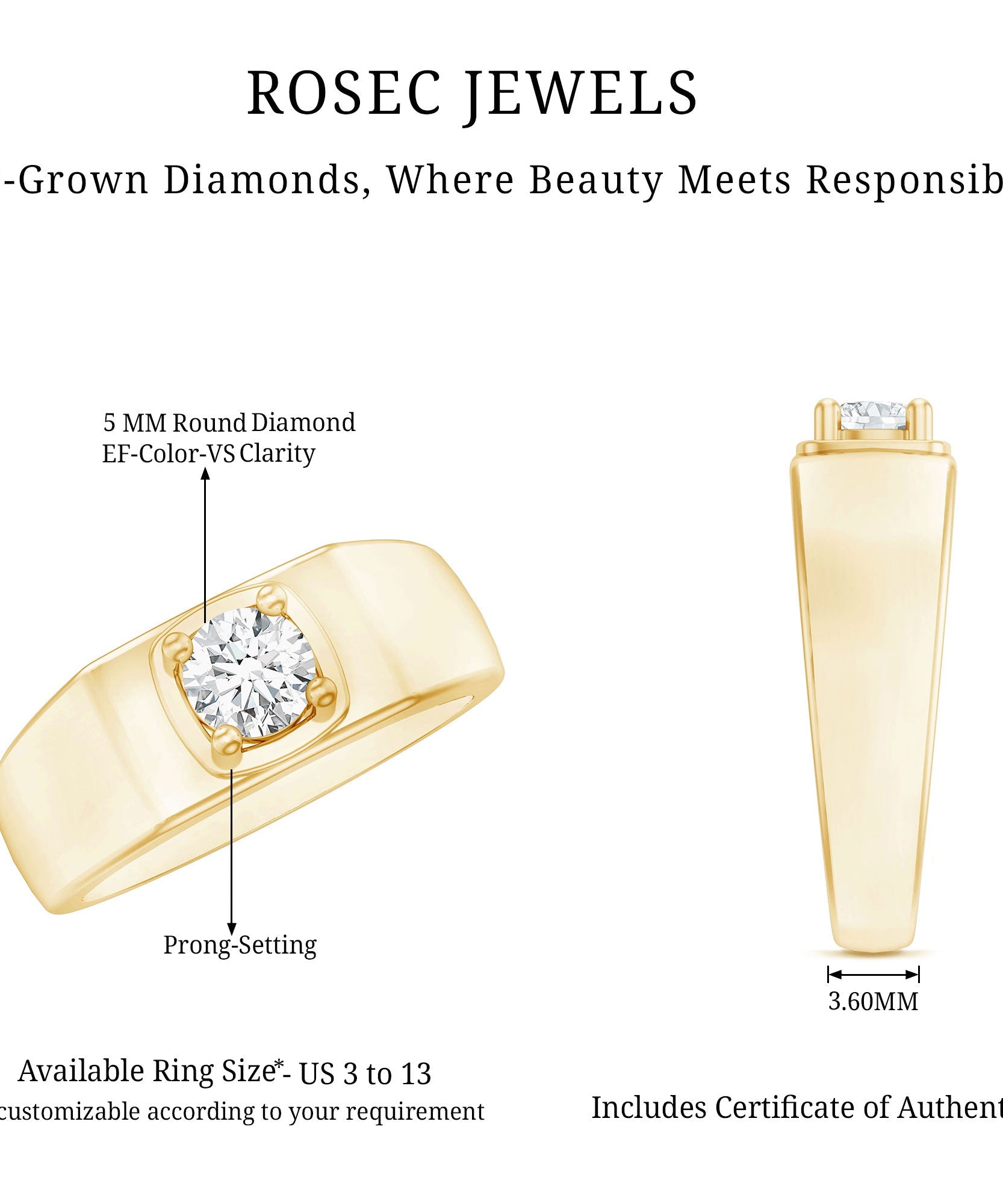 Brilliant Cut Lab Grown Diamond Engagement Ring for Men