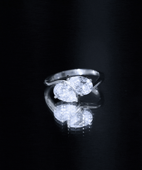 6X8 MM Pear Shaped Lab Grown Diamond Two Stone Engagement Ring