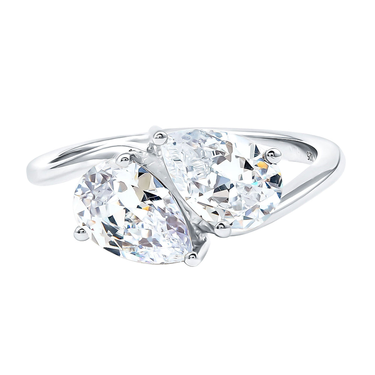 6X8 MM Pear Shaped Lab Grown Diamond Two Stone Engagement Ring