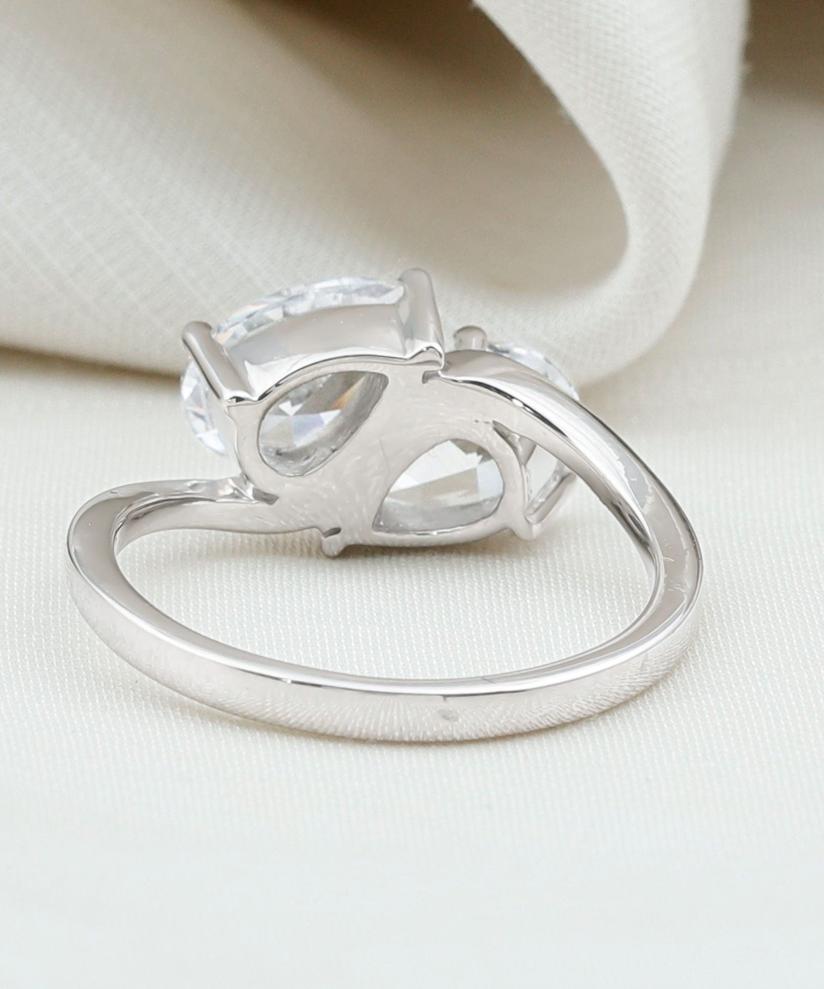 6X8 MM Pear Shaped Lab Grown Diamond Two Stone Engagement Ring
