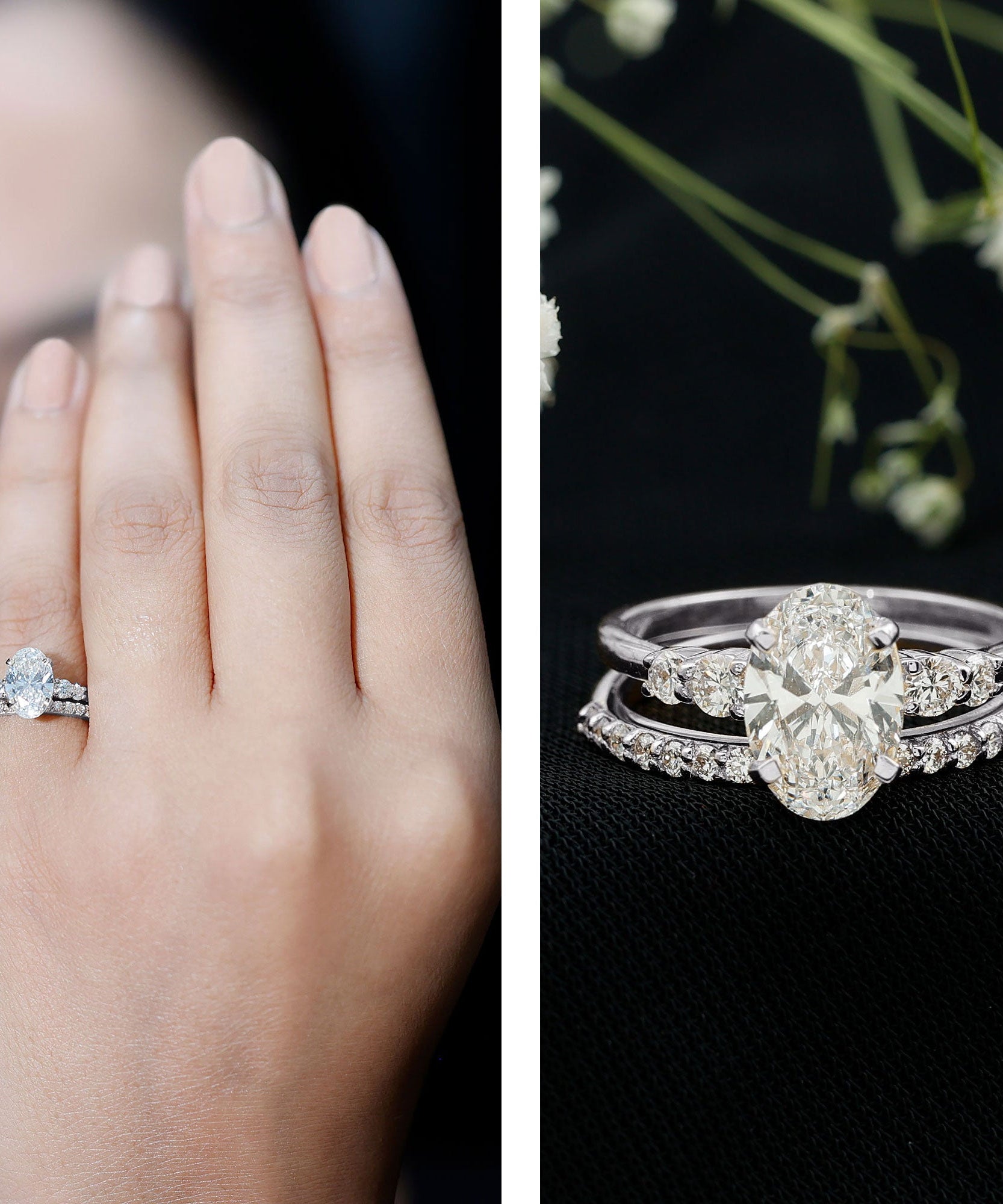 2 Carat Oval Shape Lab Diamond Bridal Ring Set with IGI Certificate