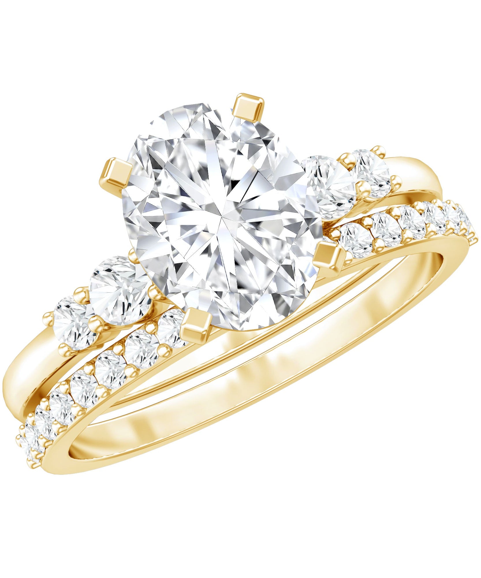 2 Carat Oval Shape Lab Diamond Bridal Ring Set with IGI Certificate