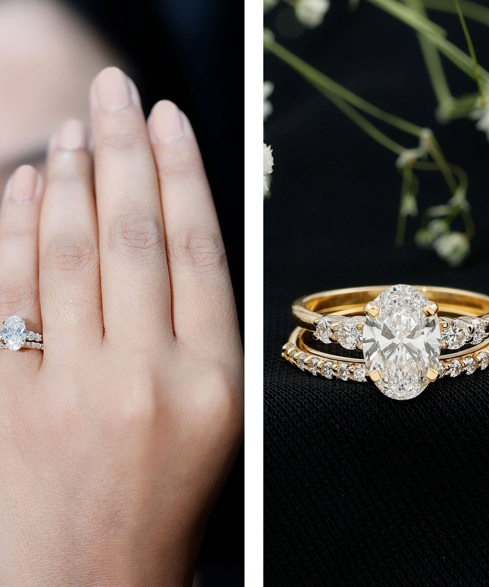 2 Carat Oval Shape Lab Diamond Bridal Ring Set with IGI Certificate