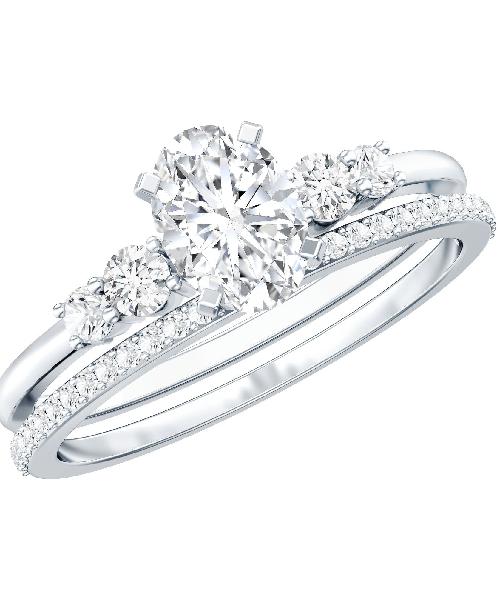 IGI Certified 1 Carat Lab Grown Diamond Engagement Ring with Wedding Band