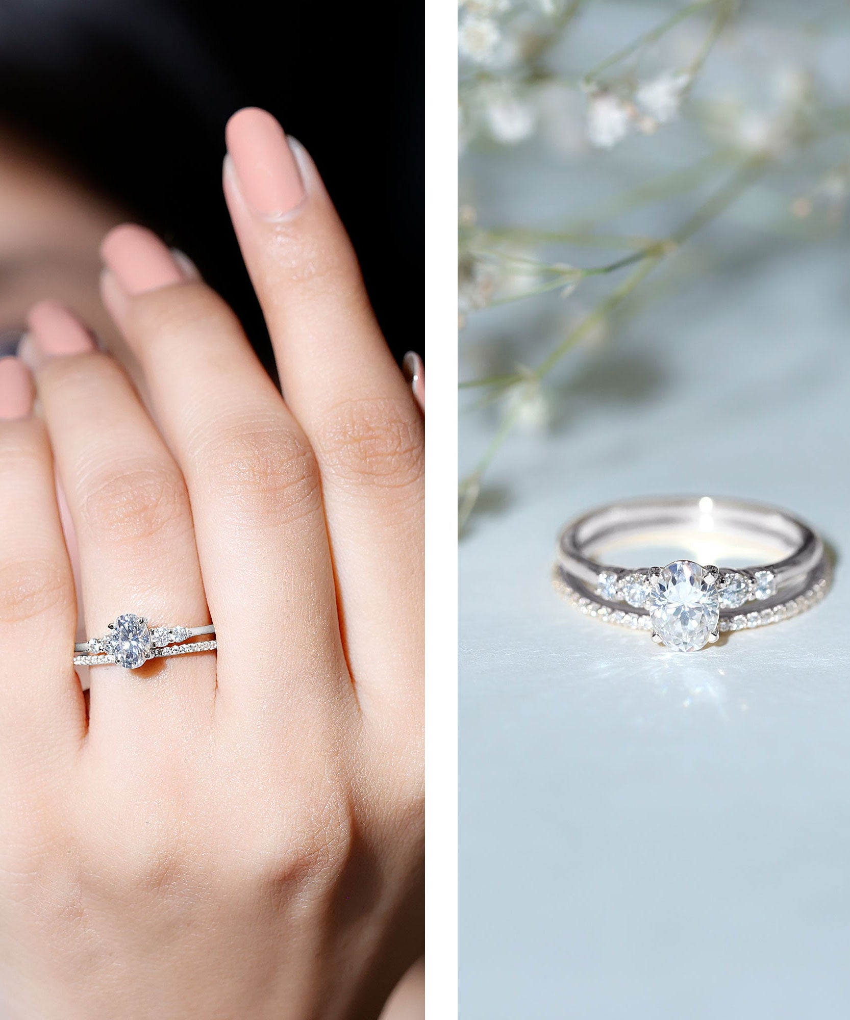 IGI Certified 1 Carat Lab Grown Diamond Engagement Ring with Wedding Band