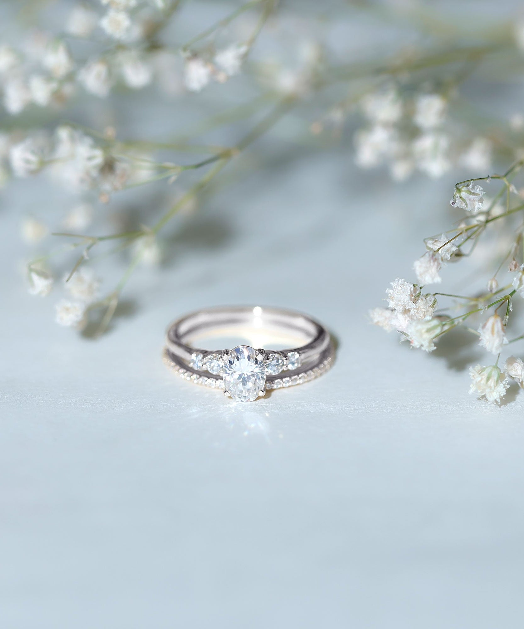 IGI Certified 1 Carat Lab Grown Diamond Engagement Ring with Wedding Band