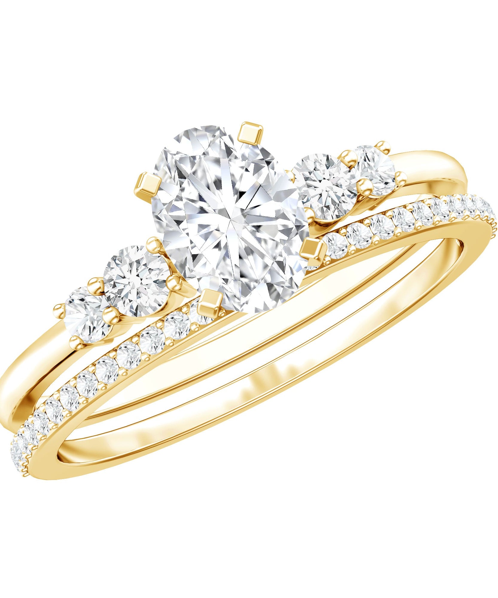 IGI Certified 1 Carat Lab Grown Diamond Engagement Ring with Wedding Band