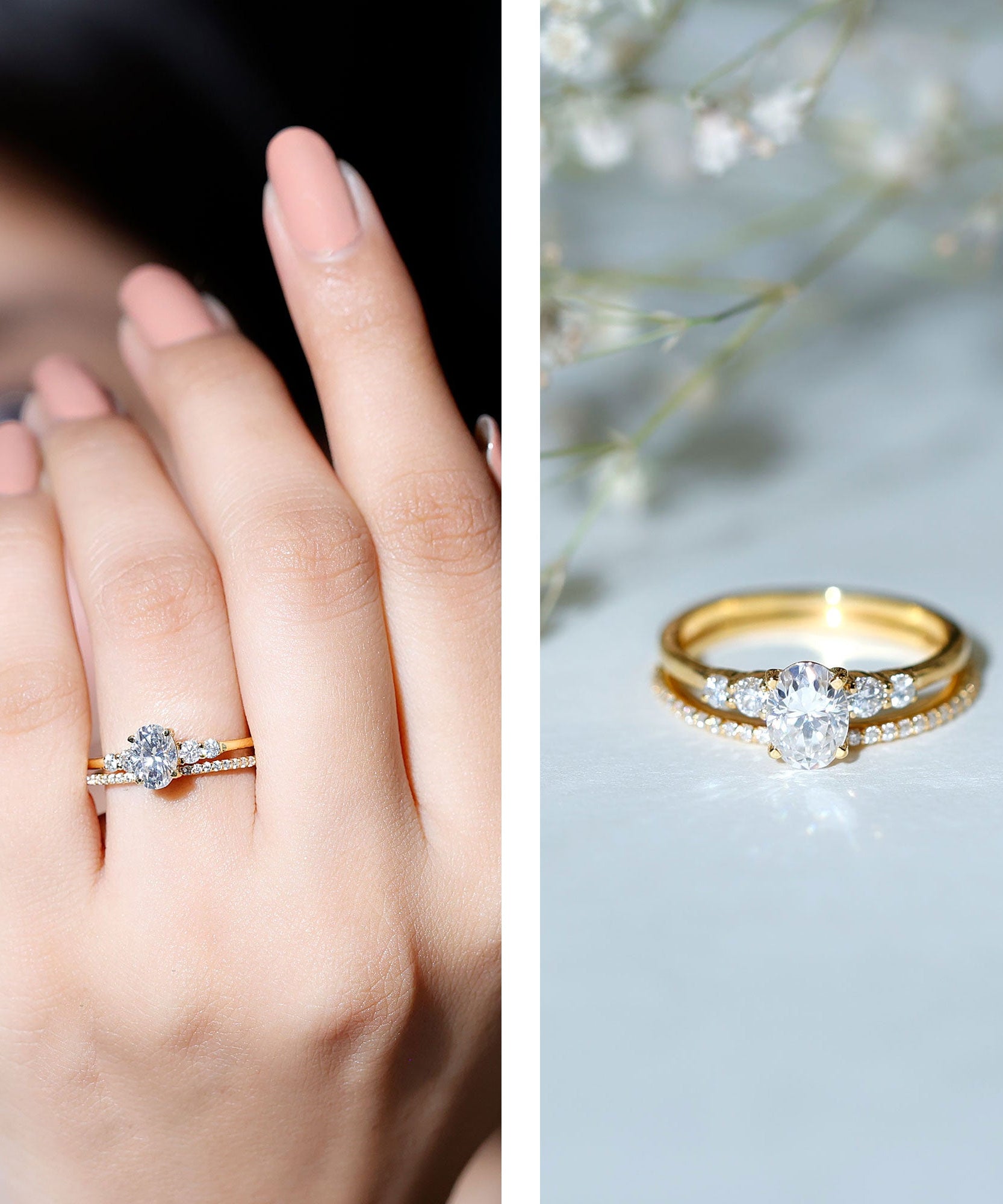 IGI Certified 1 Carat Lab Grown Diamond Engagement Ring with Wedding Band