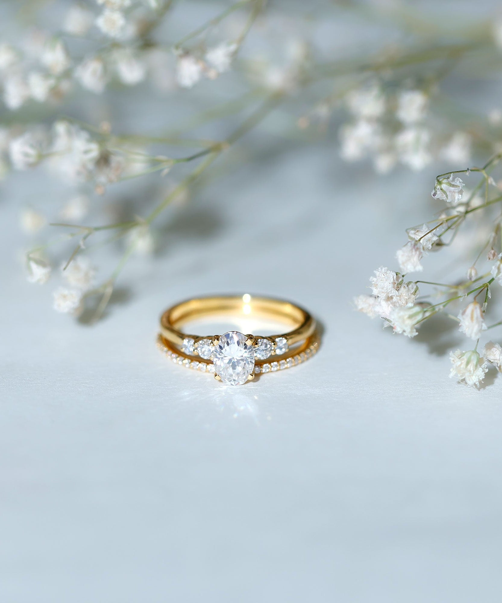 IGI Certified 1 Carat Lab Grown Diamond Engagement Ring with Wedding Band