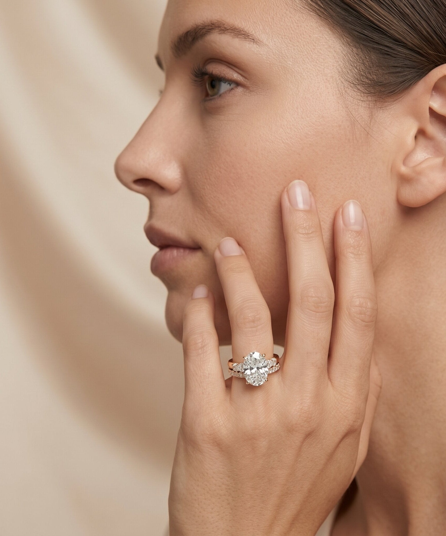 IGI Certified 3 Carat Oval Lab Grown Diamond Marriage Ring Set for Women
