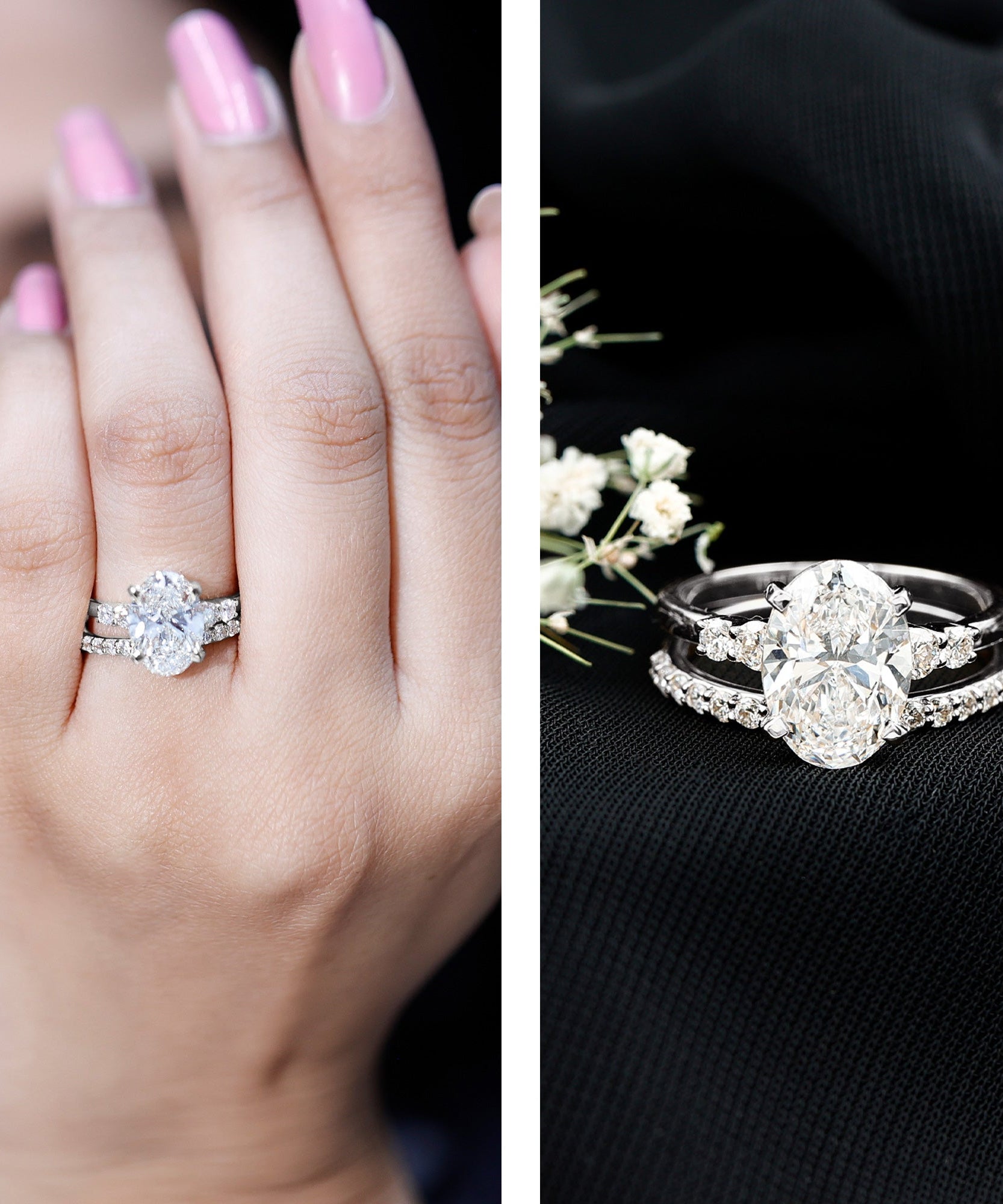 4 Carat Oval Wedding Ring Set with IGI Certified Lab Grown Diamond