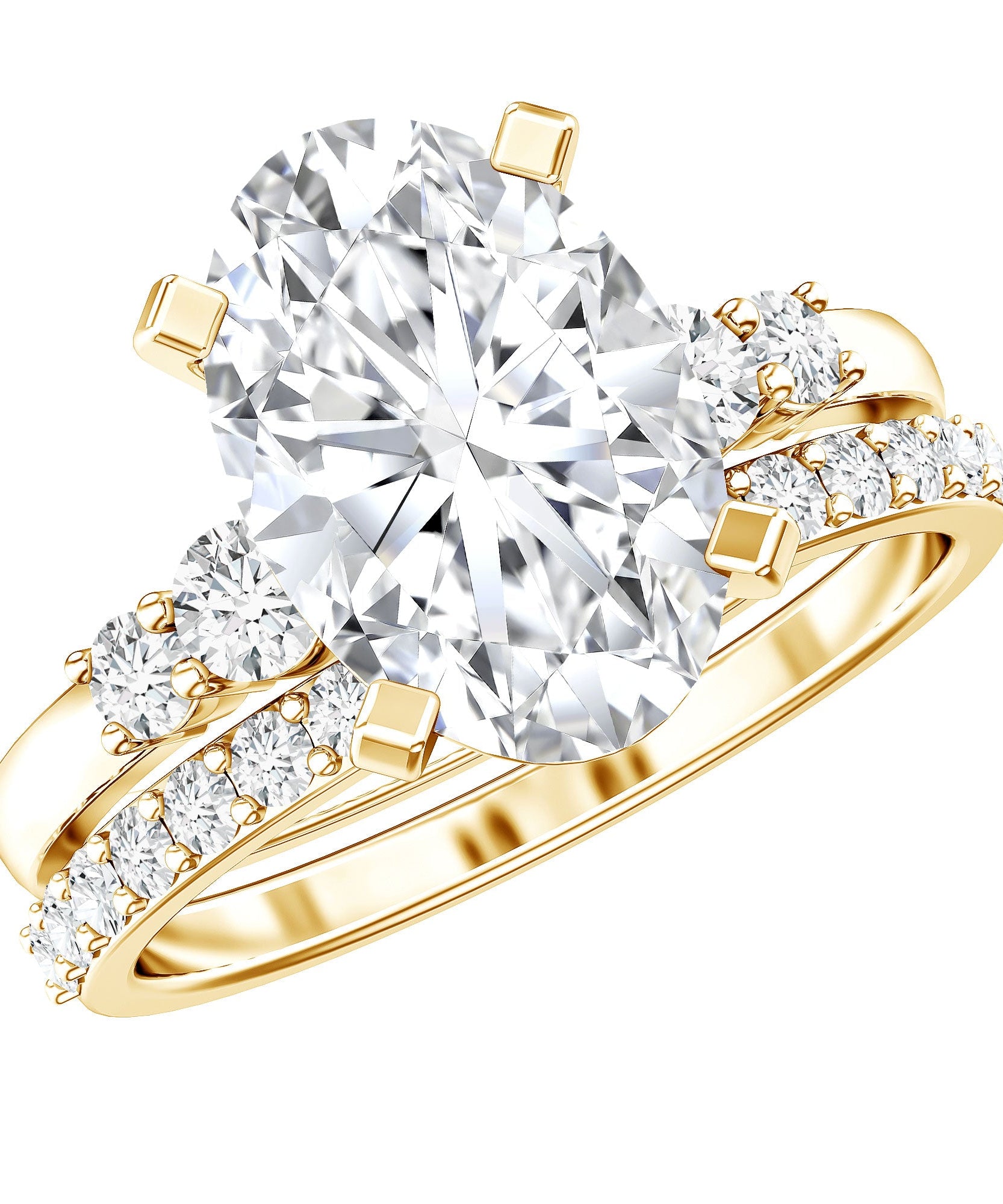 4 Carat Oval Wedding Ring Set with IGI Certified Lab Grown Diamond