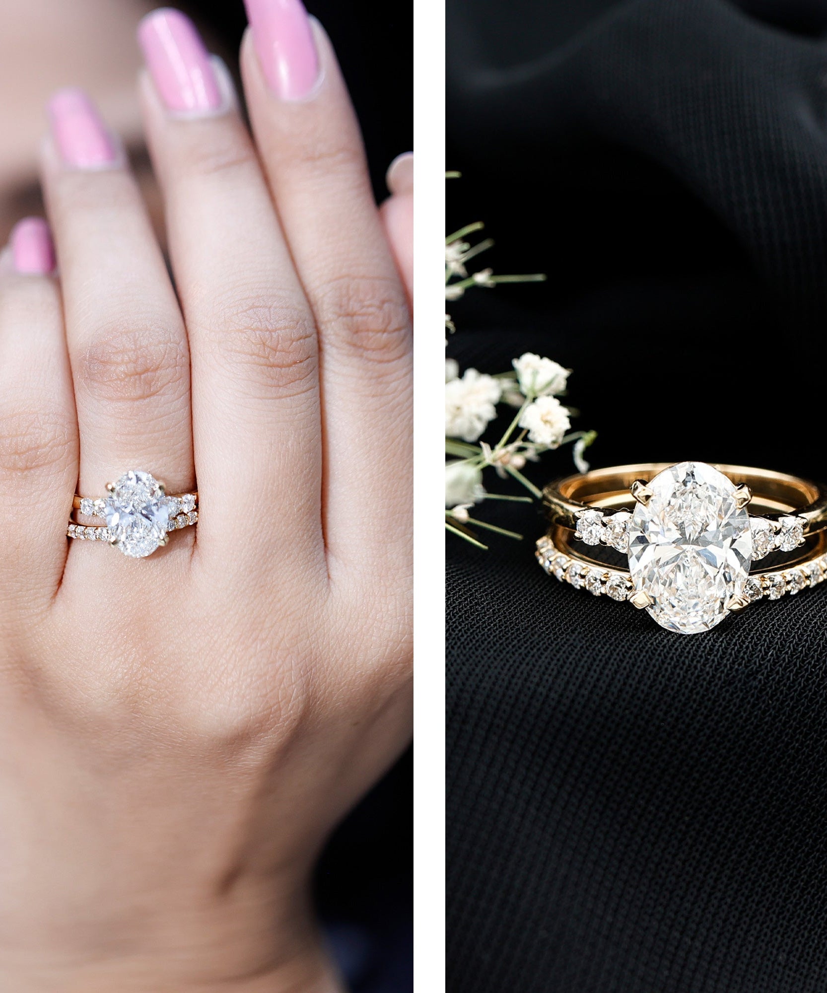 4 Carat Oval Wedding Ring Set with IGI Certified Lab Grown Diamond