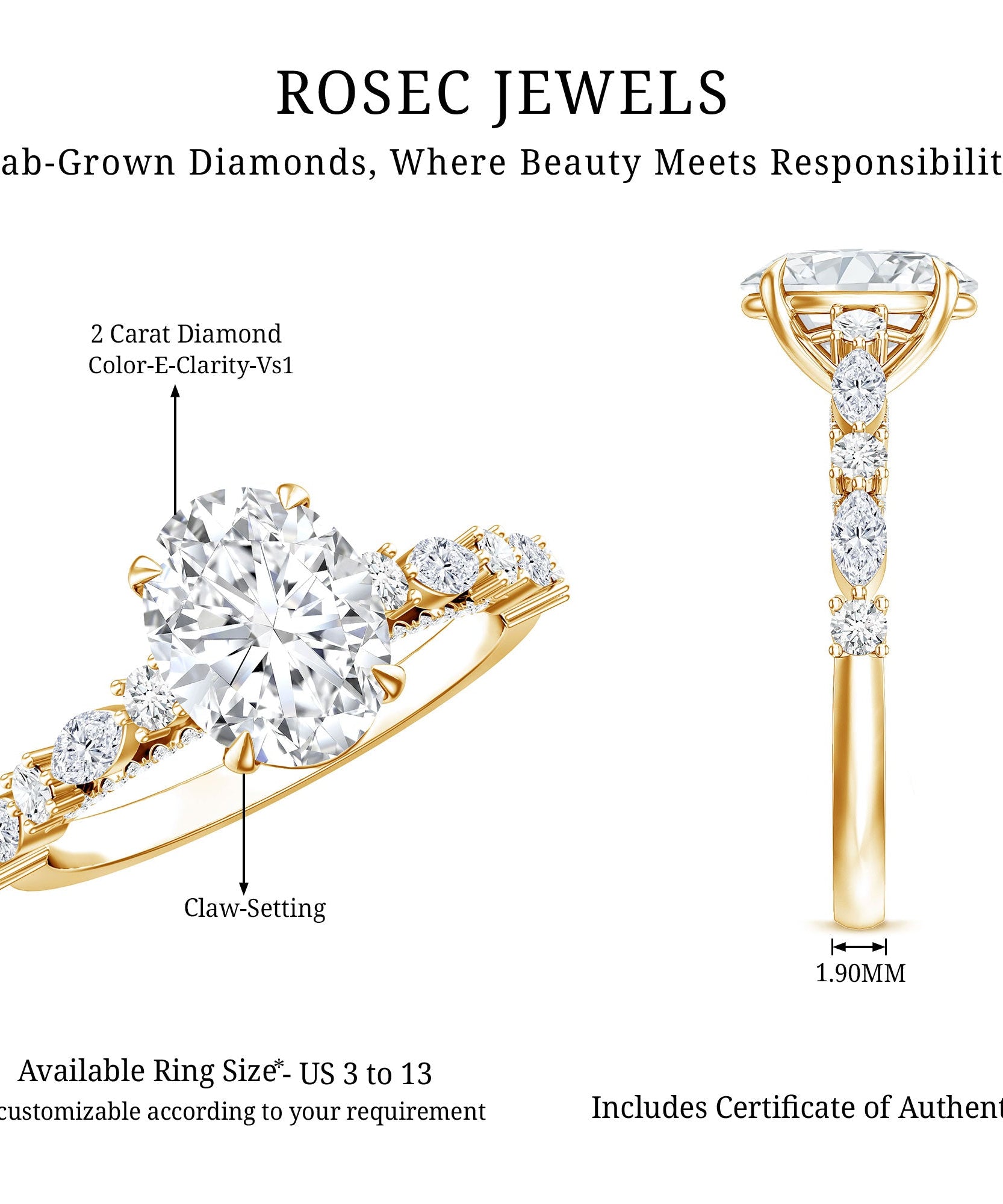 2 Carat Oval Lab Grown Diamond Engagement Ring with IGI Certificate