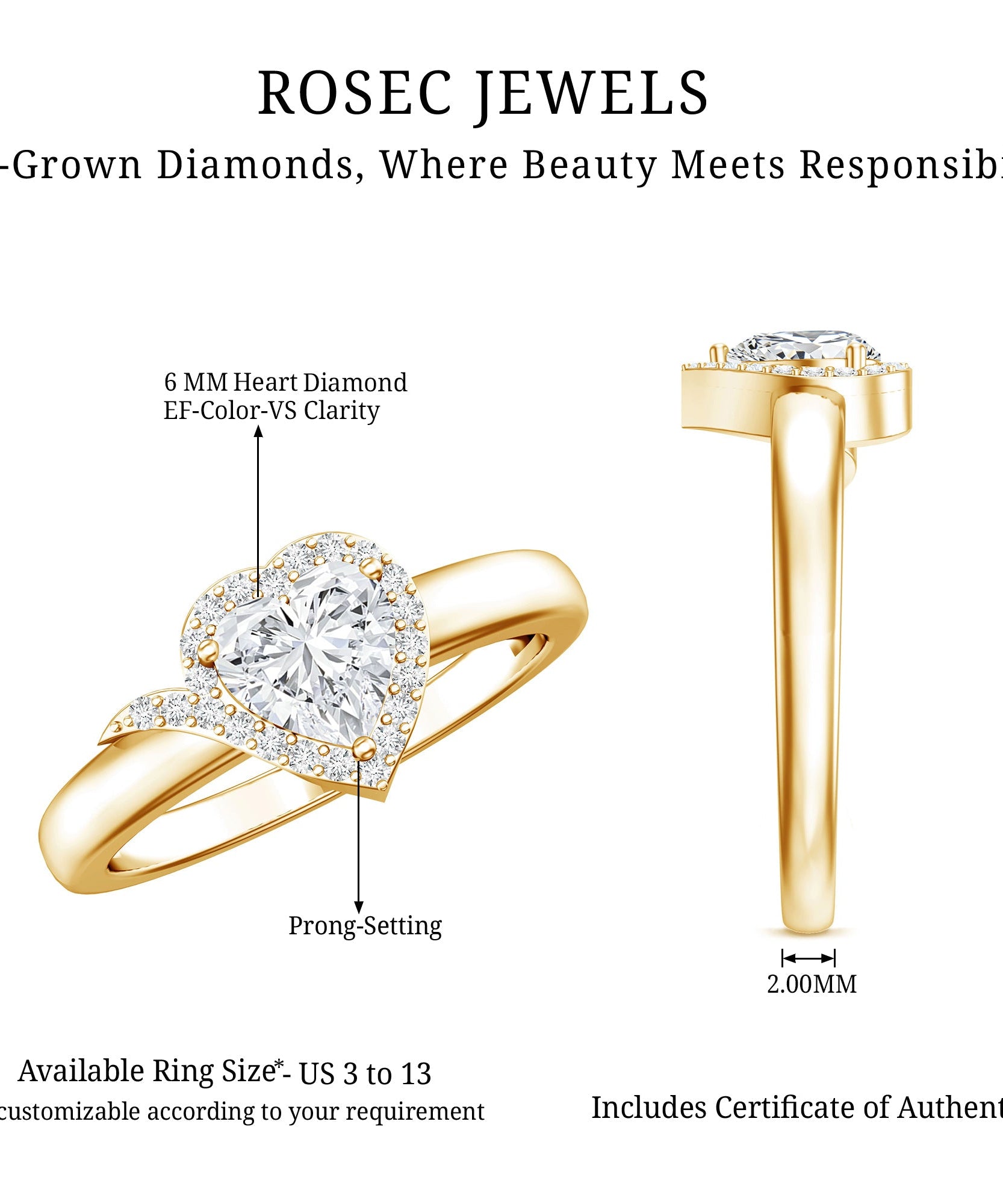 Certified Heart Shape Lab Grown Diamond Engagement Ring