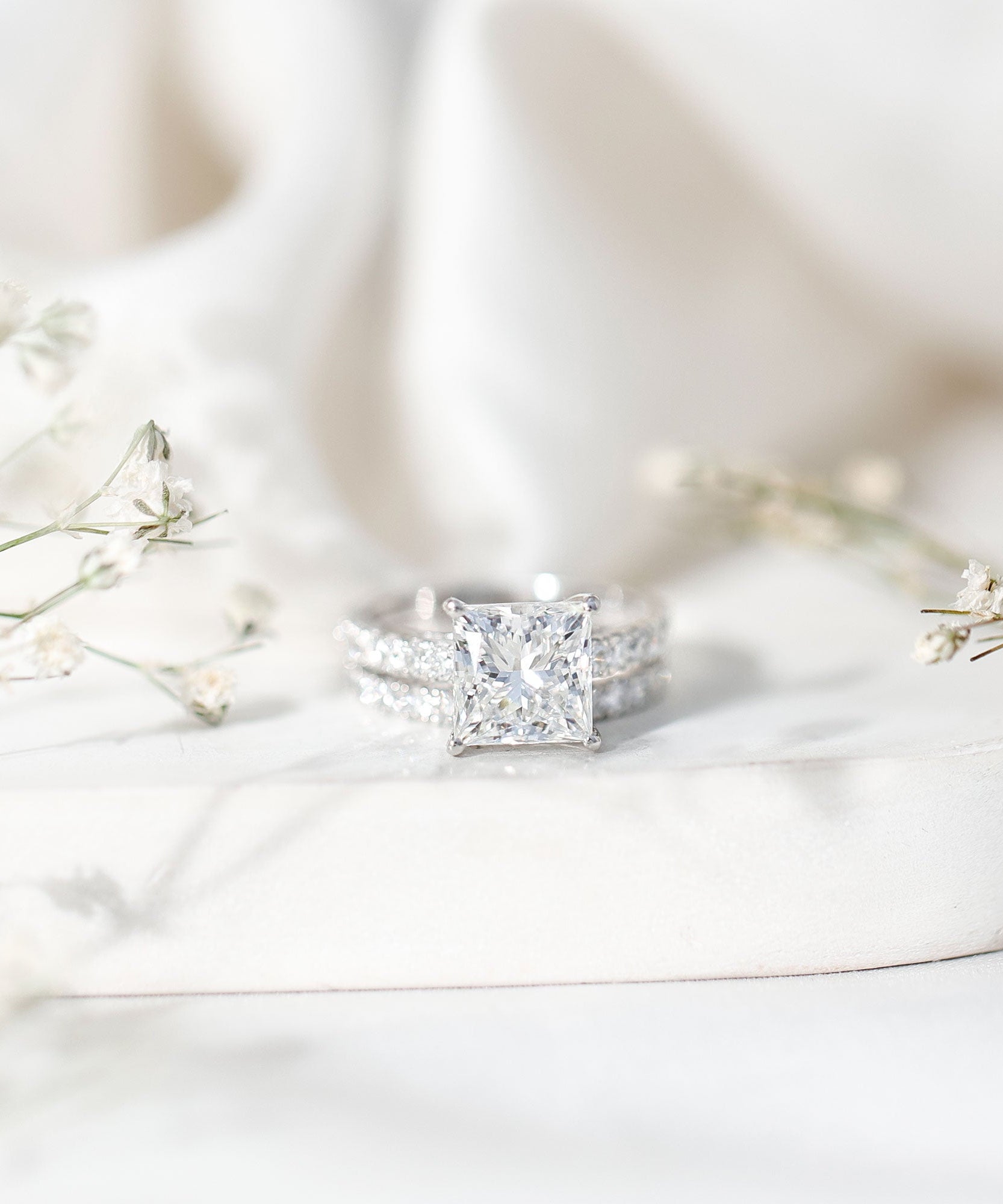 IGI Certified 2 Carat Lab Grown Diamond Princess Cut Bridal Ring Set