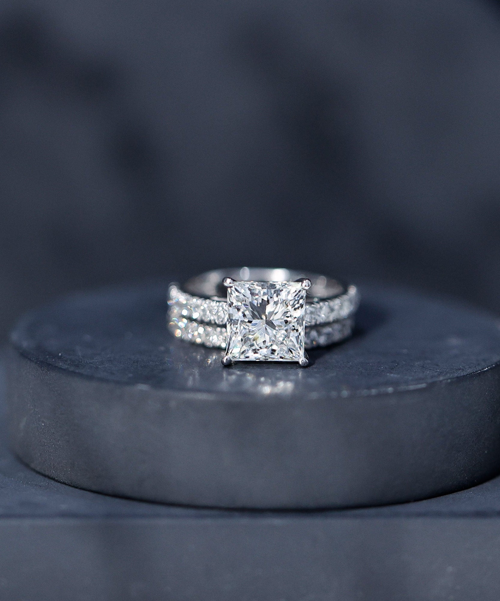IGI Certified 2 Carat Lab Grown Diamond Princess Cut Bridal Ring Set