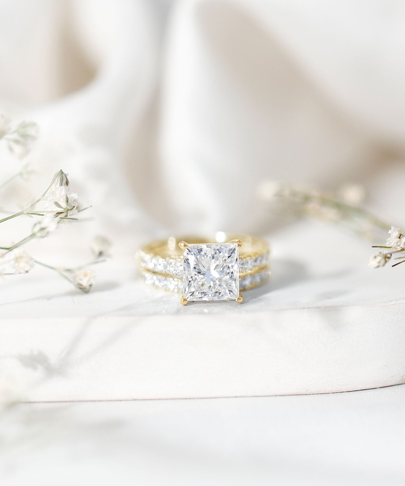 IGI Certified 2 Carat Lab Grown Diamond Princess Cut Bridal Ring Set