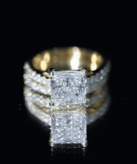 IGI Certified 4 Carat Princess Cut Lab Grown Diamond Engagement Ring With Wedding Band