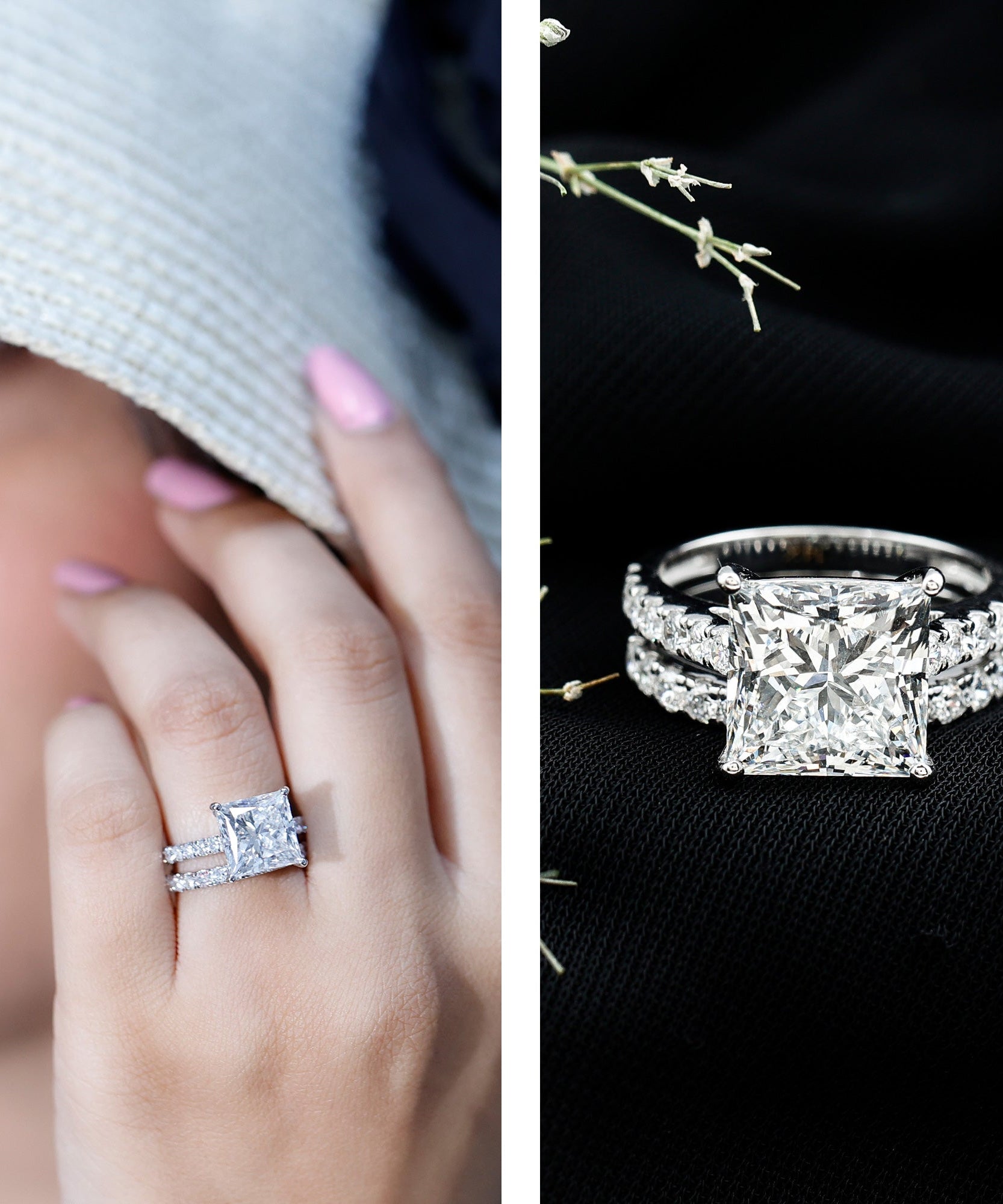 IGI Certified Huge 5 Carat Lab Grown Diamond Engagement Wedding Ring Set