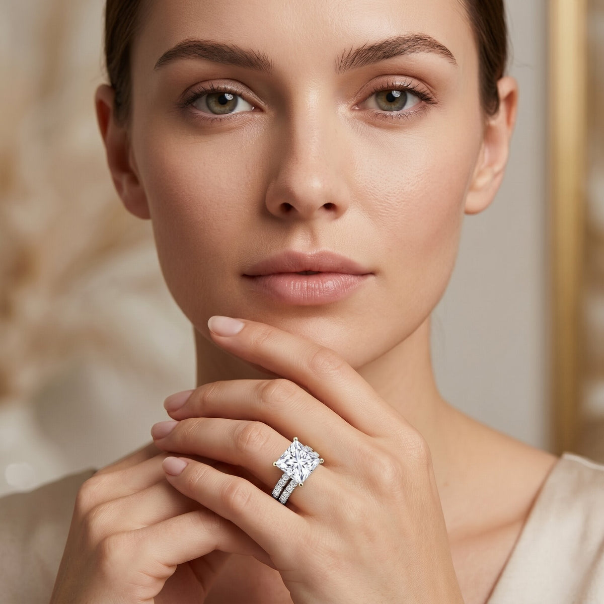 IGI Certified Huge 5 Carat Lab Grown Diamond Engagement Wedding Ring Set